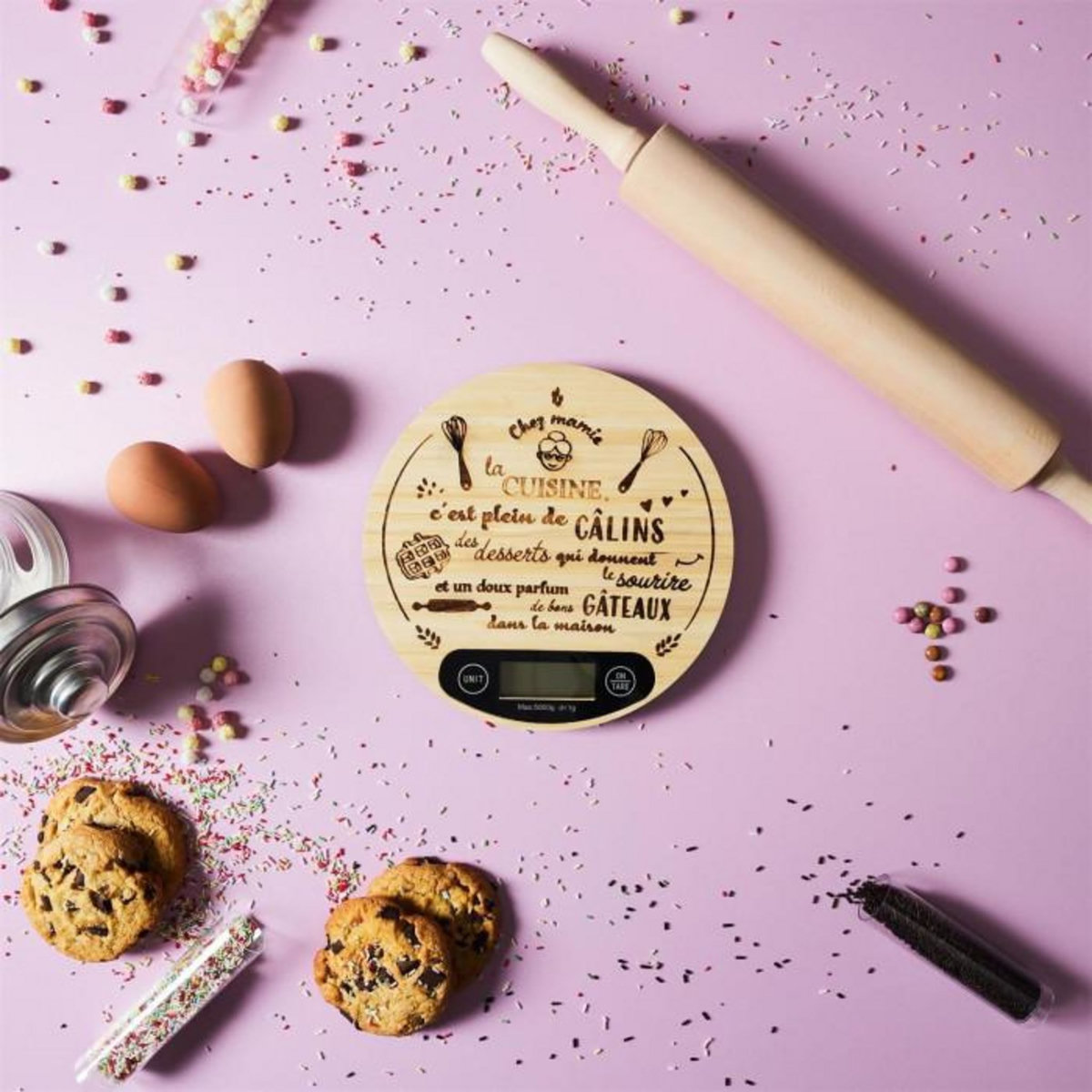 Paris Prix Balance de Cuisine Électronique  Mamie Lily  18cm Marron