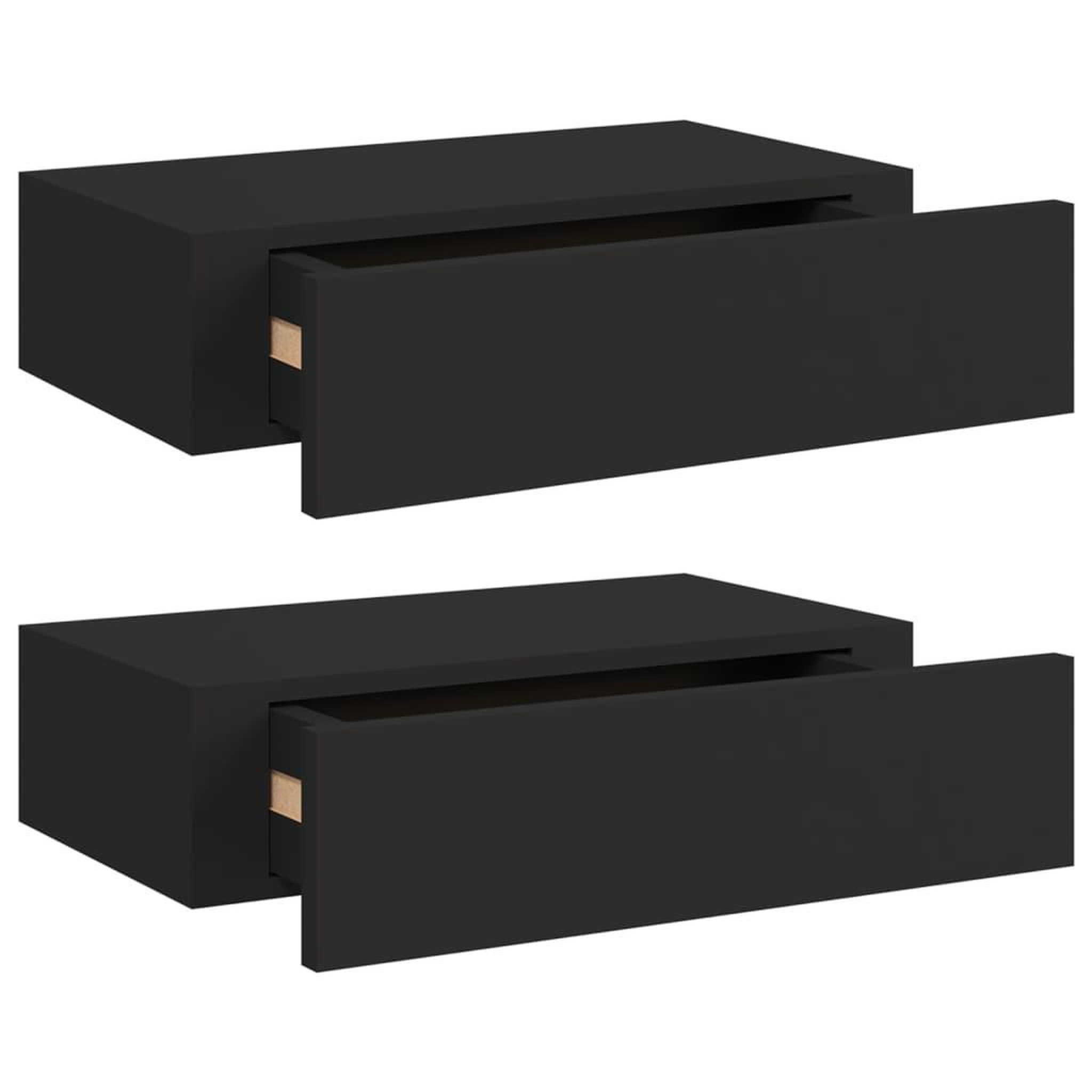Voir la diapositive 2 : VIDAXL Etageres a tiroirs murales 2 pcs noir 40x23,5x10 cm MDF