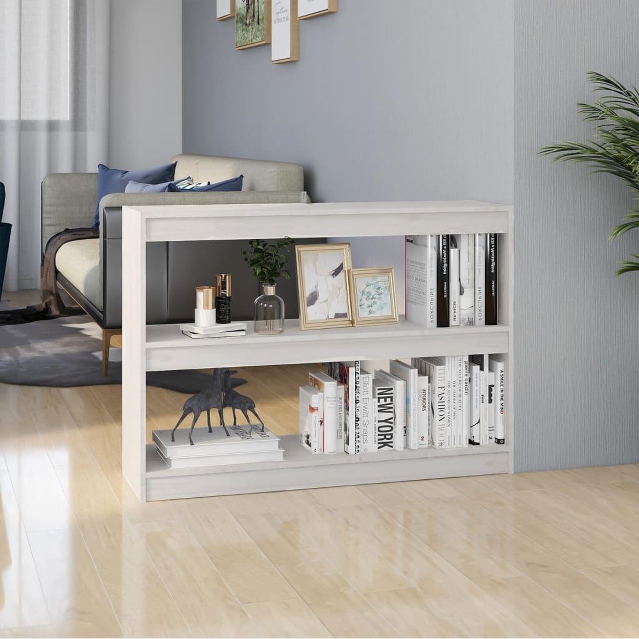 Voir la diapositive 1 : VIDAXL Bibliotheque/Separateur de piece Blanc 100x30x71,5cm Pin massif