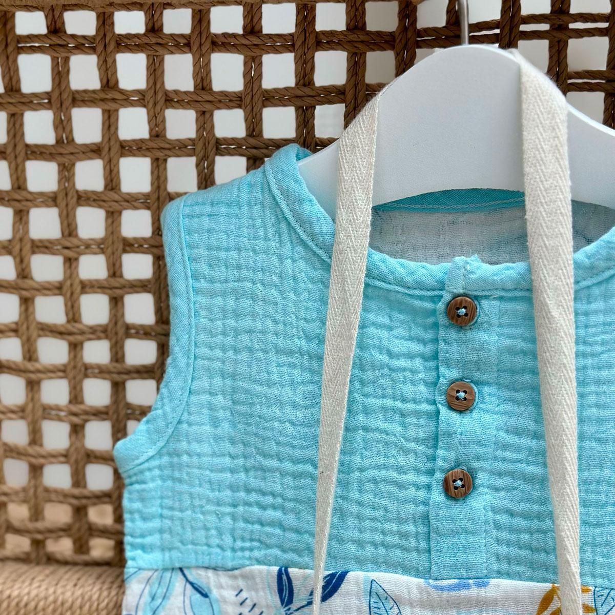 Petit Béguin Barboteuse bébé en gaze de coton Gamboa