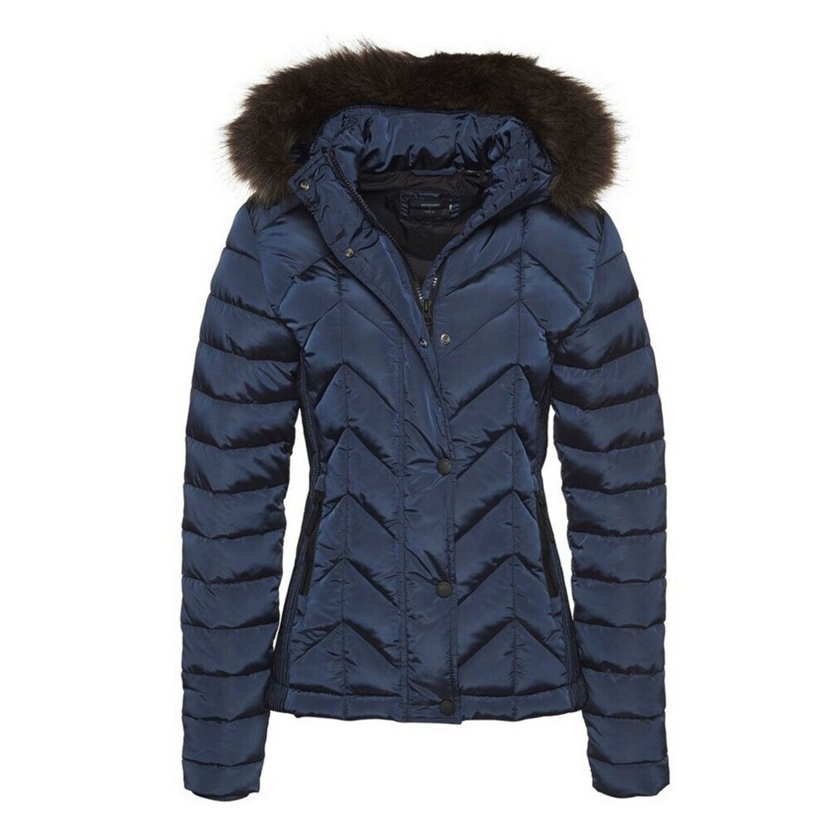 Doudoune bleue femme fourrure sales