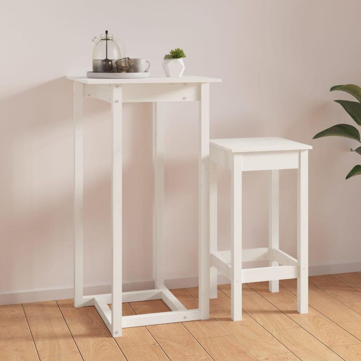 VIDAXL Table de bar Blanc 60x60x110 cm Bois massif de pin