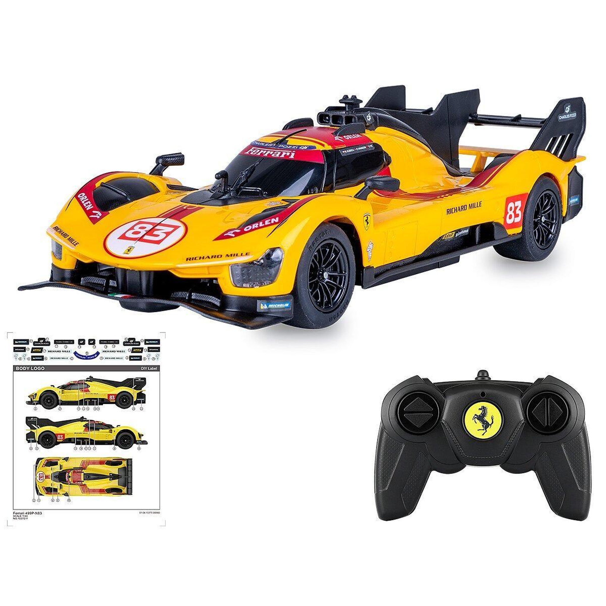 Voir la diapositive 4 : Jamara Voiture télécommandée ferrari 499p-n83 1:24 jaune 2,4ghz