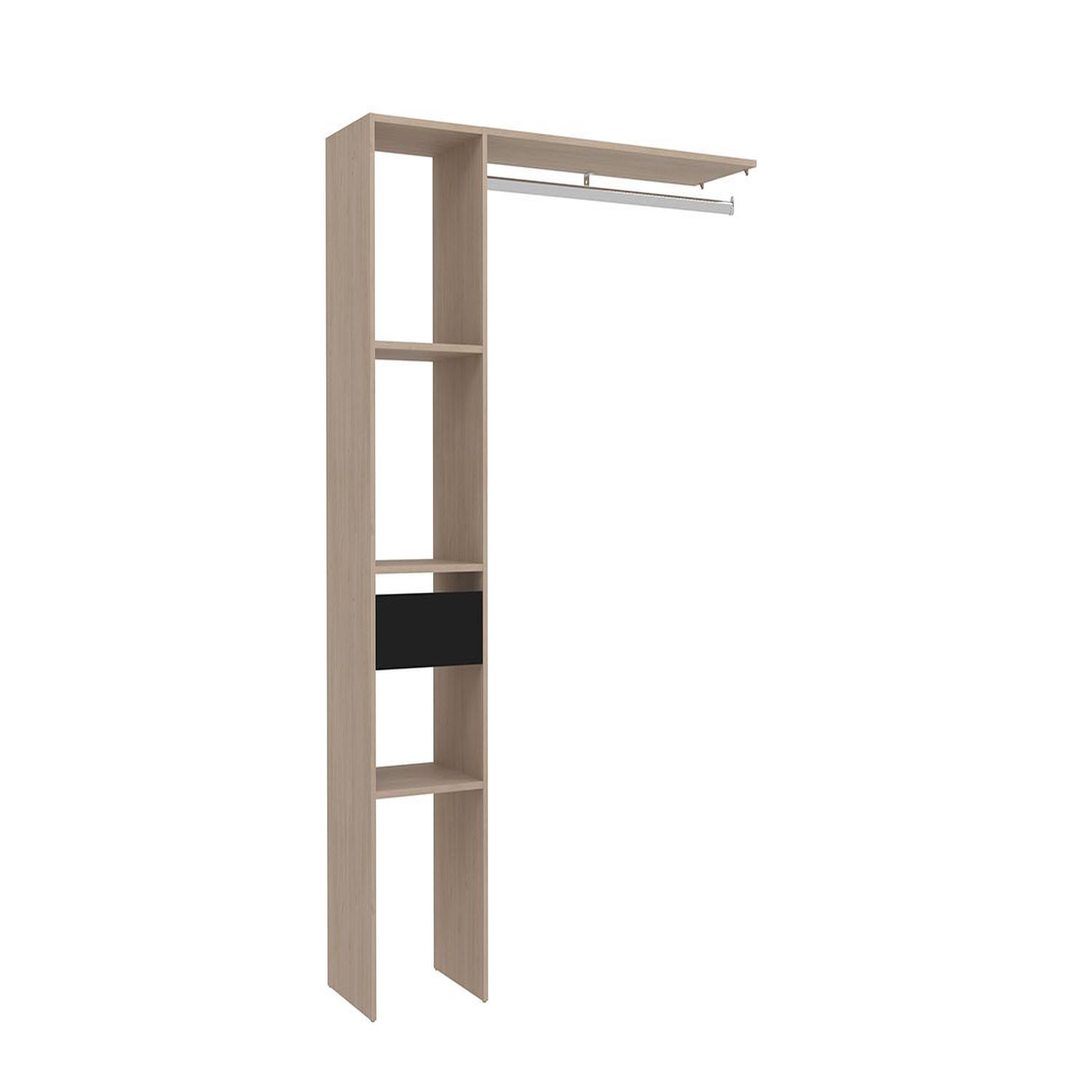 Voir la diapositive 1 : CONCEPT USINE Dressing bois avec 3 étagères 1 tiroir et une penderie : 138 x 40 x 180 cm elysee