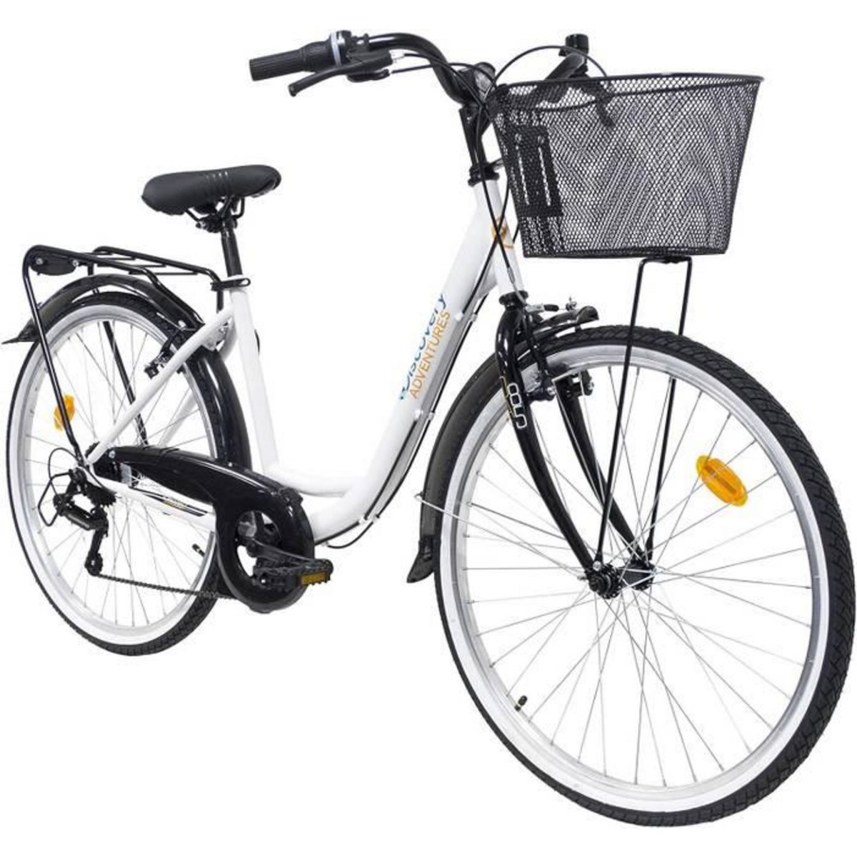 DISCOVERY ADVENTURES Vélo de ville 26'' Retro Femme  Discovery Adventures  équipé de 6 Vitesses Shimano et équipement Complet City avec panier.