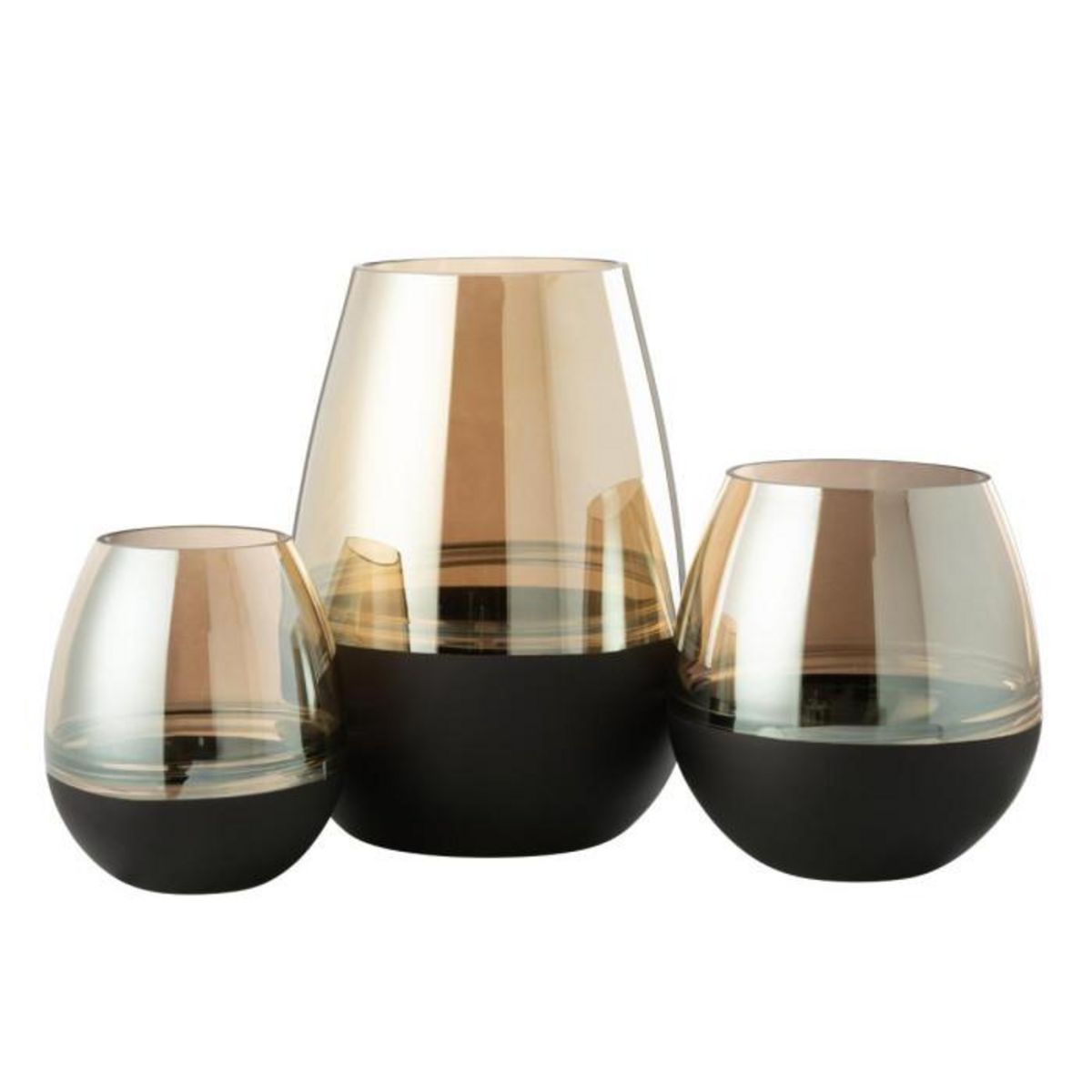 Paris Prix Photophore Déco en Verre  Lignes  26cm Noir & Or