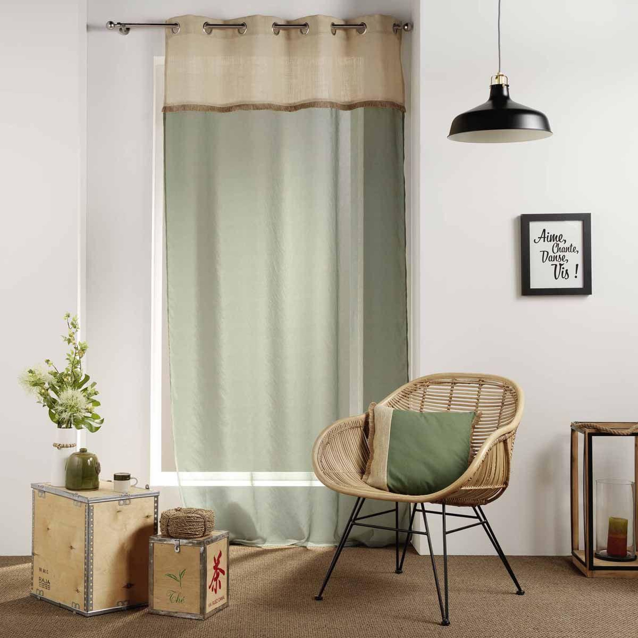 Voir la diapositive 5 : Douceur d'Intérieur Rideau voilage à œillets  greenybel  140x240cm vert