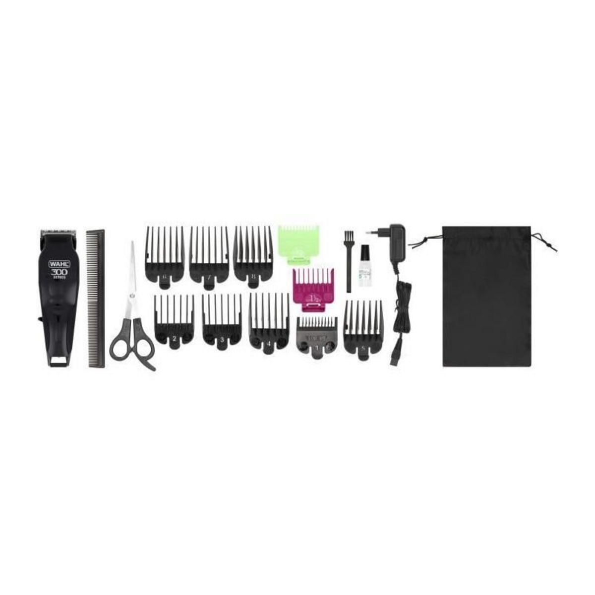 WAHL Tondeuse cheveux et barbe - WAHL - Home Pro 300 Cordless Clipper - 10 W - 120 min - 11 sabots - Noir