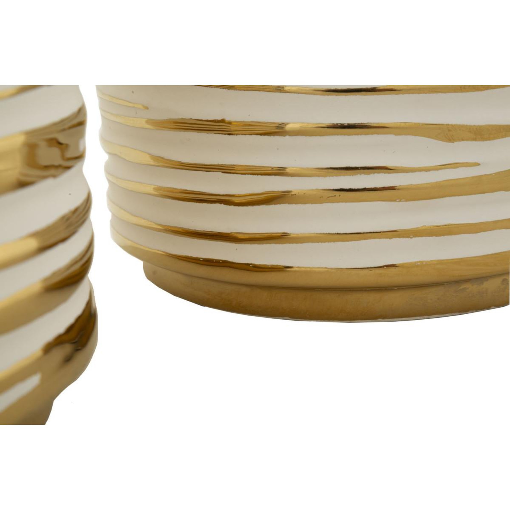 Voir la diapositive 3 : Paris Prix Lot de 2 vases en céramique  blom  23cm or & blanc