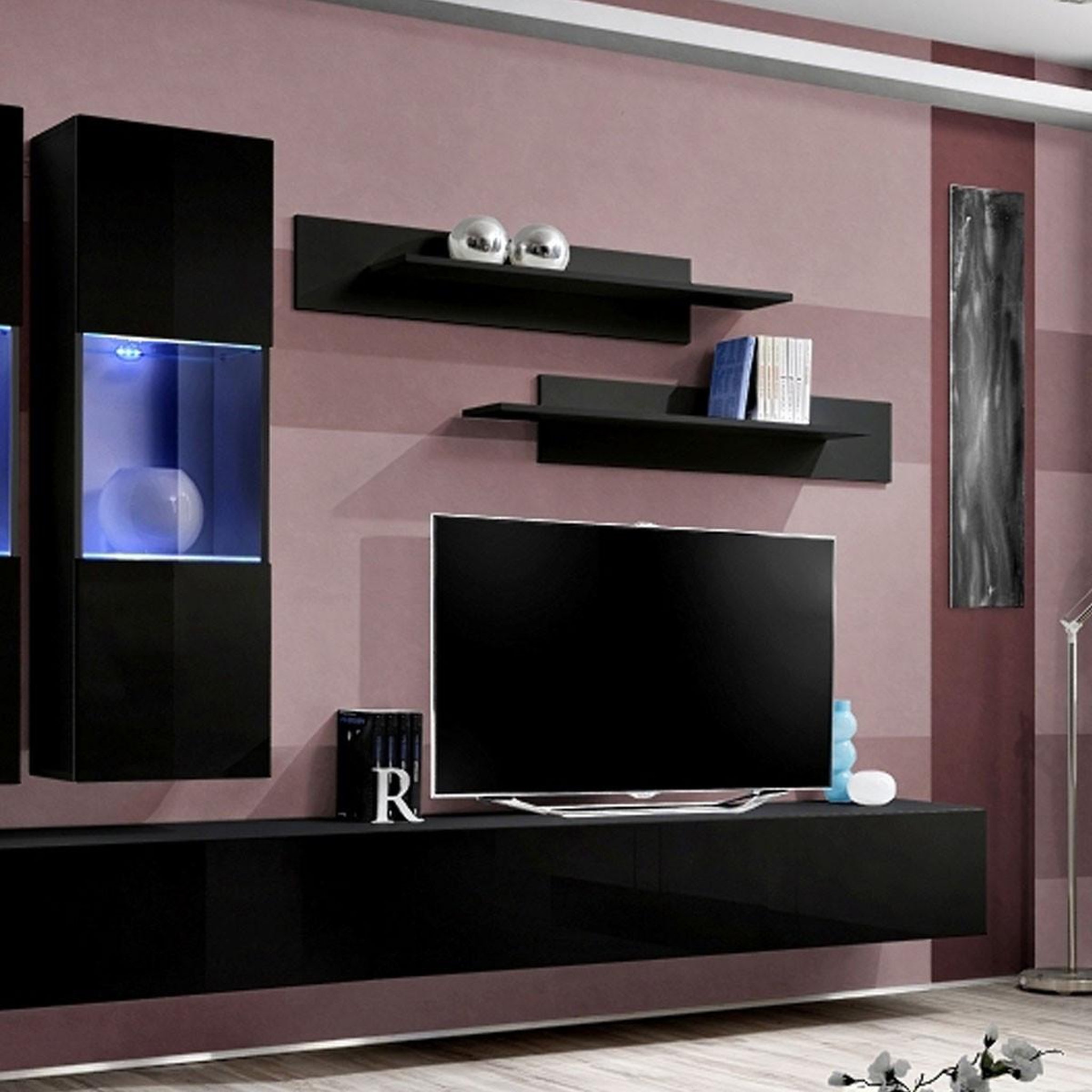 Voir la diapositive 3 : Paris Prix Ensemble meuble tv mural  fly e2  320cm noir
