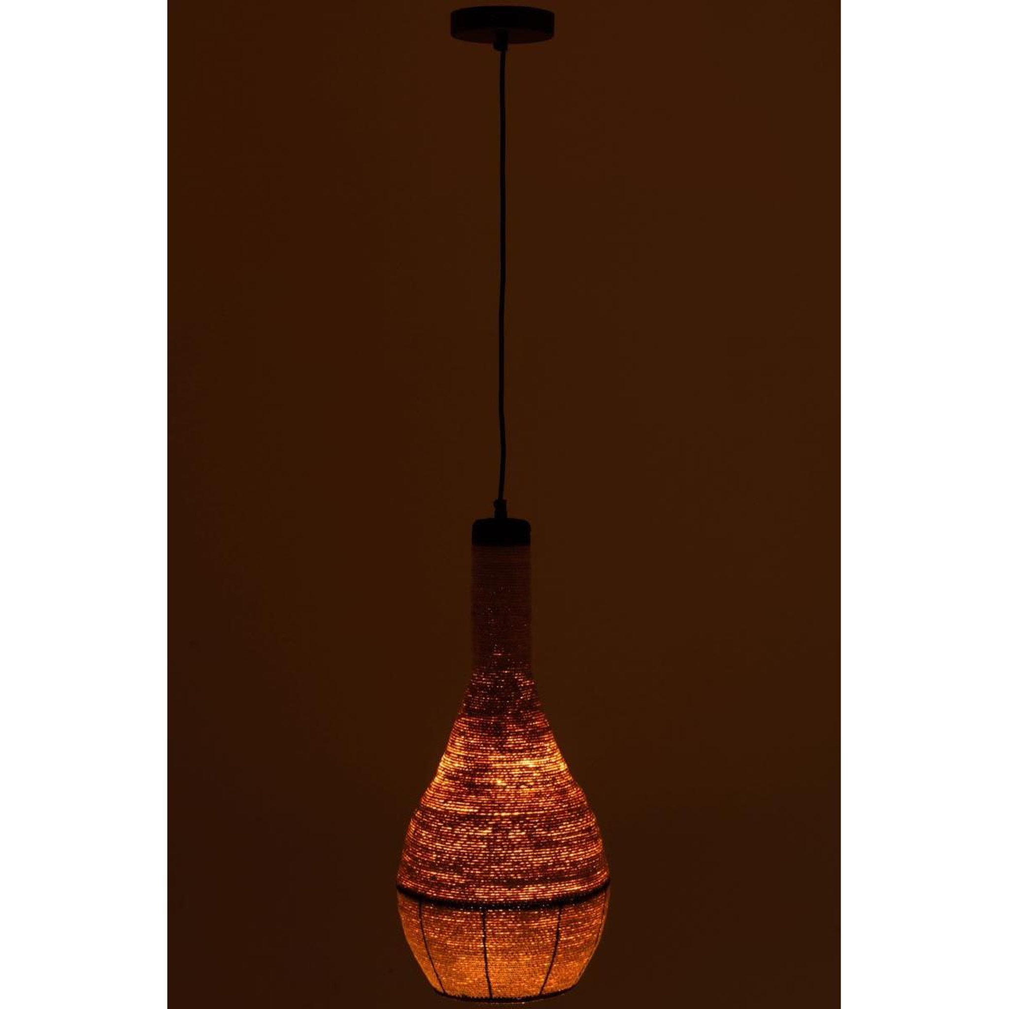 Voir la diapositive 3 : J-LINE Lampe suspension en jonc  poire  56cm naturel