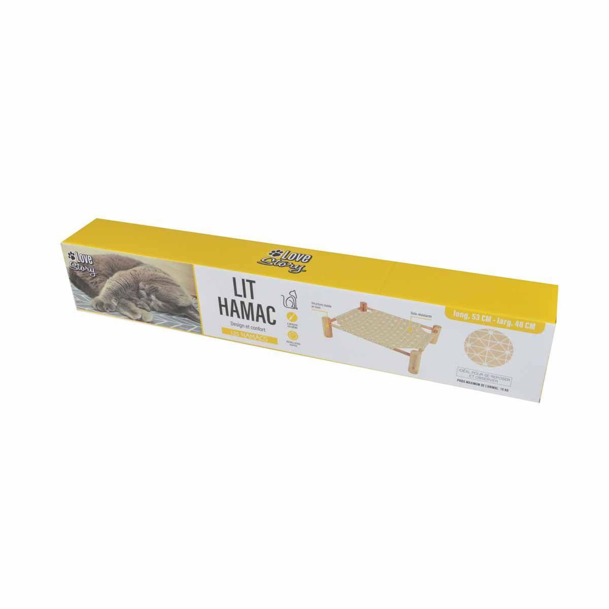 Voir la diapositive 3 : LOVE STORY Lit hamac pour chat en bois  boho  53cm naturel