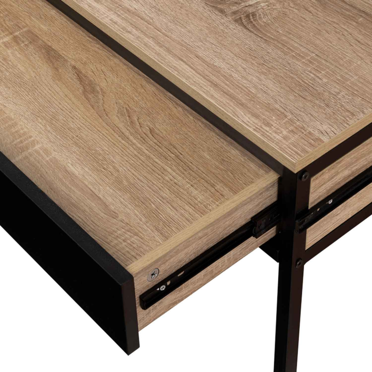 ID MARKET Bureau extensible 1 tiroir noir BOSTON design industriel