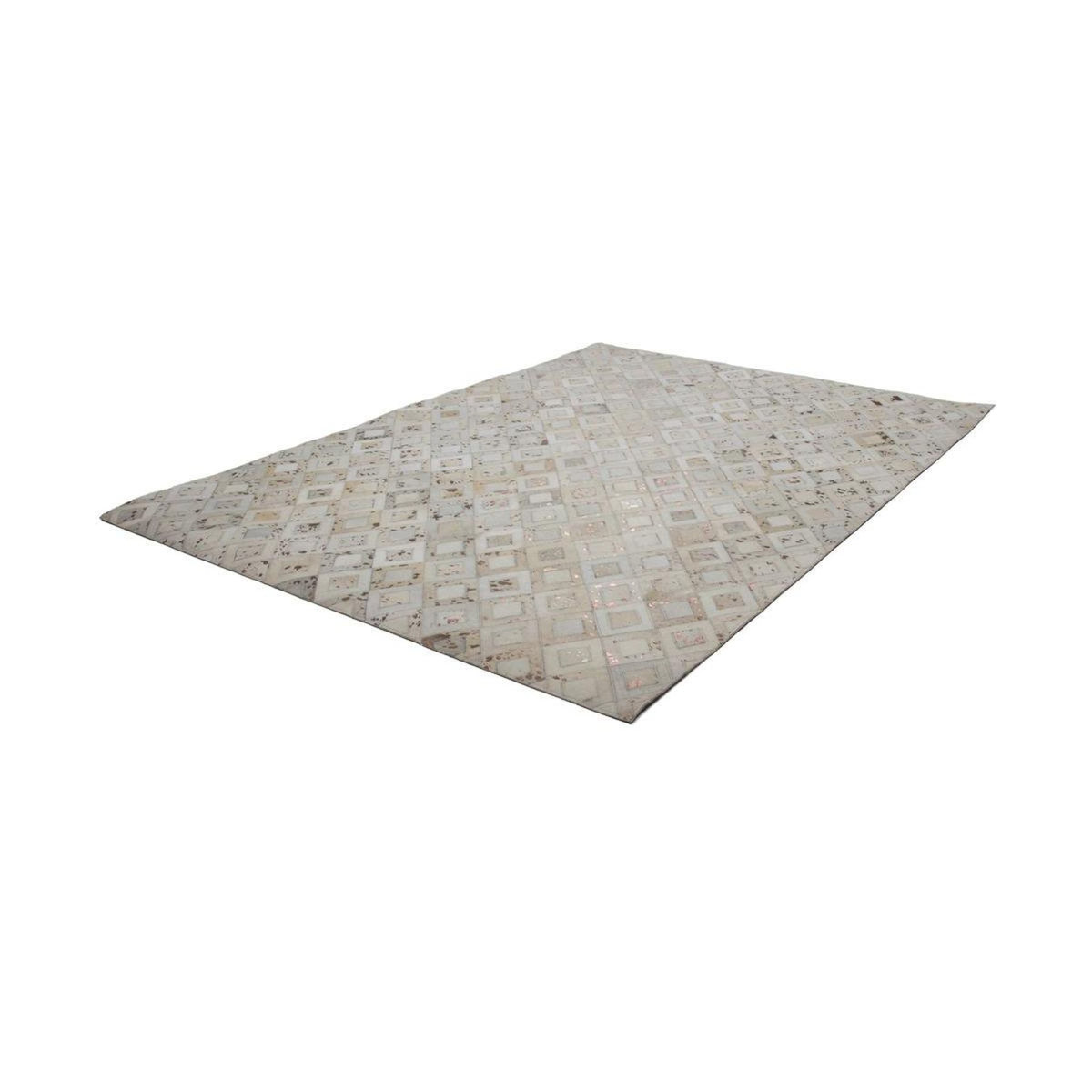 Paris Prix Tapis en Cuir Effet Métallique  Spark  Ivoire & Chrome