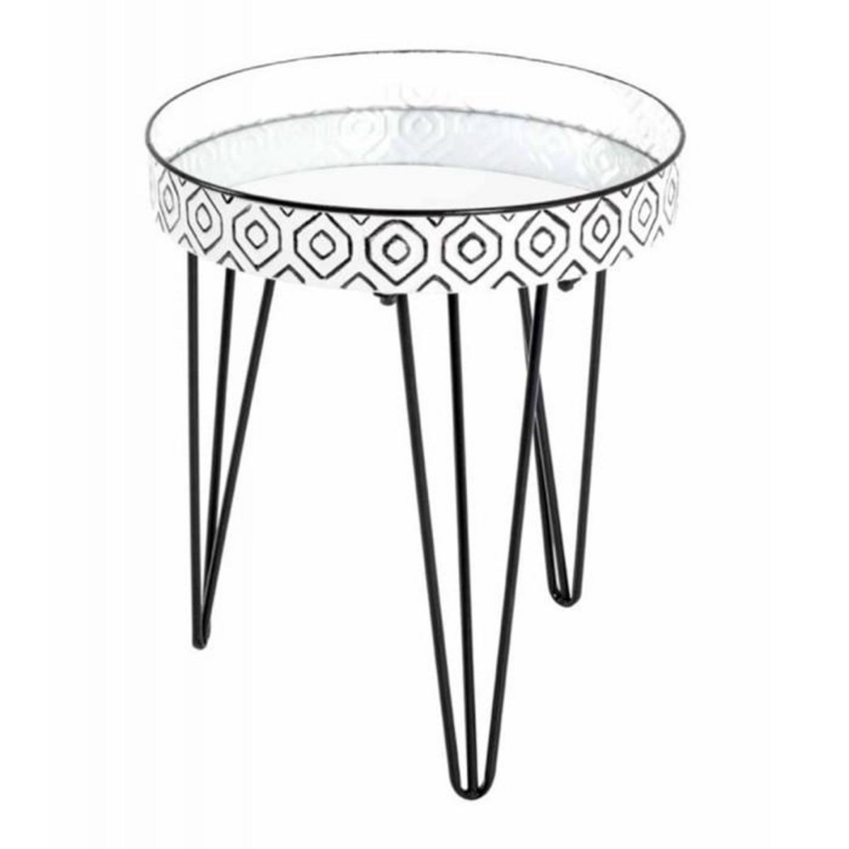 Paris Prix Table d'Appoint Déco  Holy  46cm Noir & Blanc