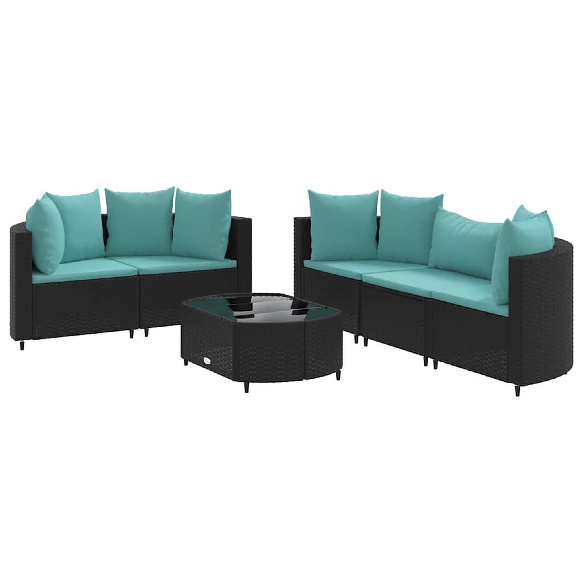 Voir la diapositive 2 : VIDAXL Salon de jardin 6 pcs avec coussins noir resine tressee