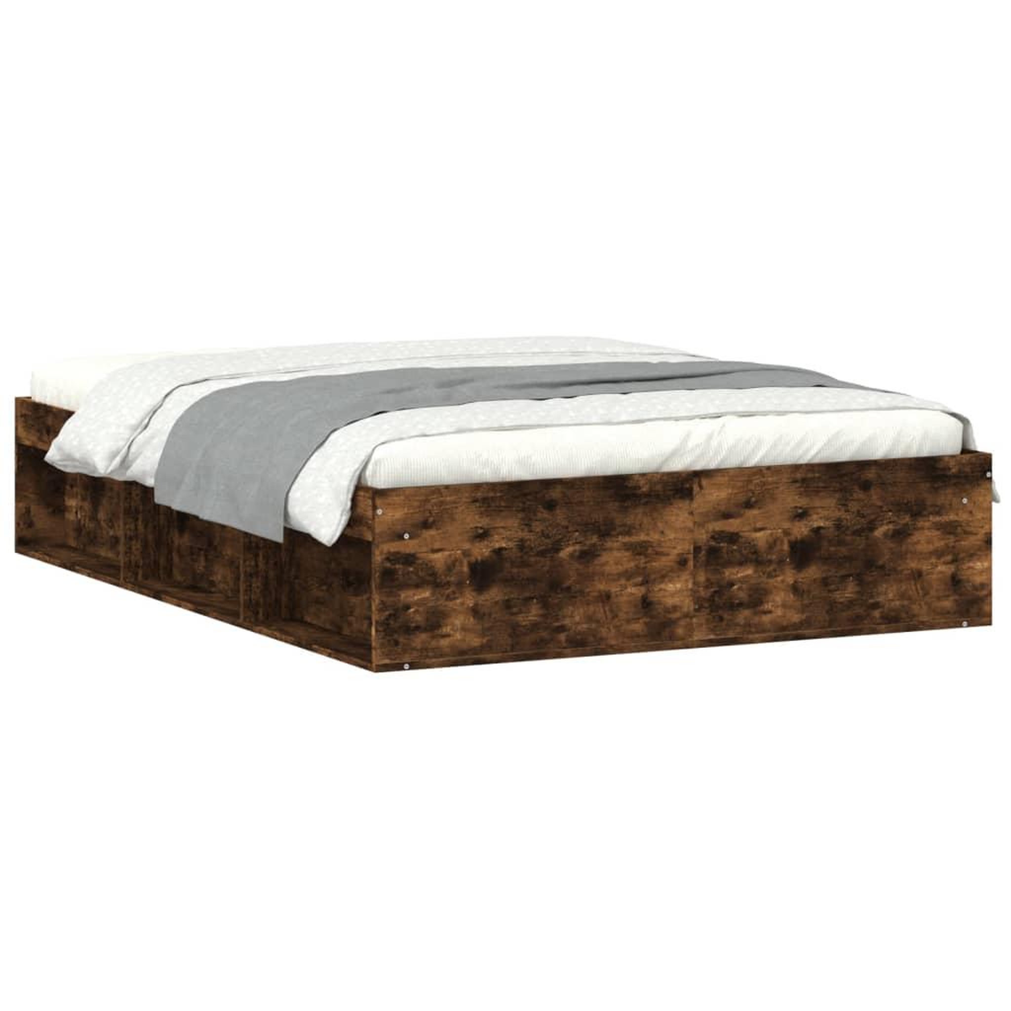 Voir la diapositive 2 : VIDAXL Cadre de lit sans matelas chene fume 135x190 cm
