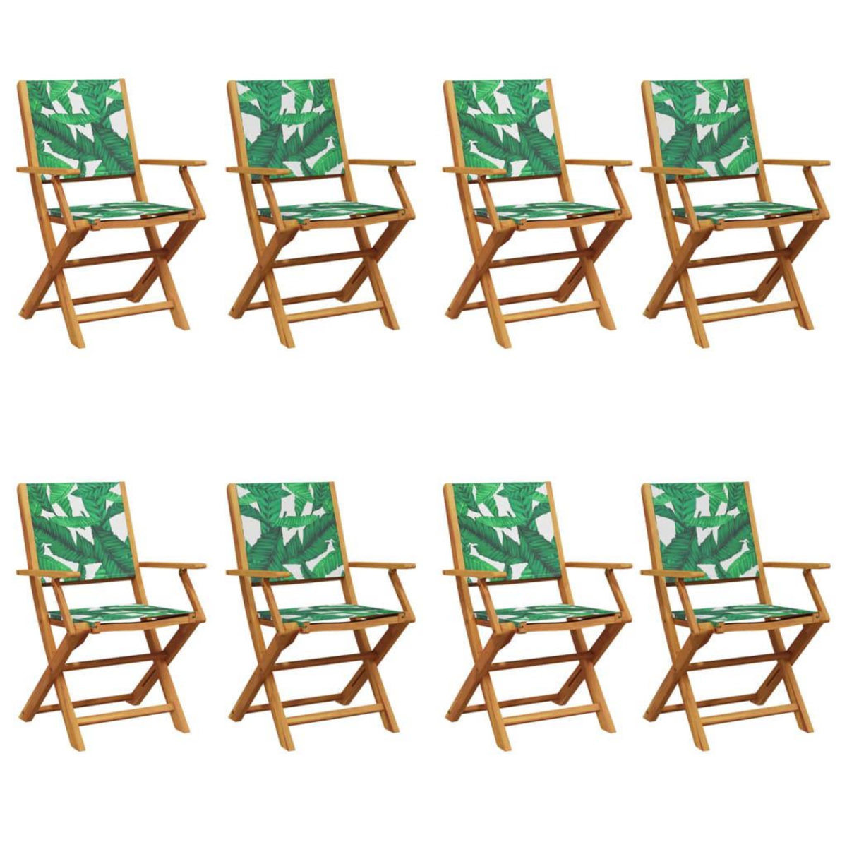 VIDAXL Chaises de jardin pliantes lot de 8 vert tissu et bois massif