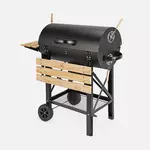 SWEEEK Barbecue américain charbon de bois - Serge noir - Smoker américain avec aérateurs. récupérateur de cendres. fumoir
