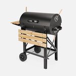 SWEEEK Barbecue américain charbon de bois - Serge noir - Smoker américain avec aérateurs. récupérateur de cendres. fumoir