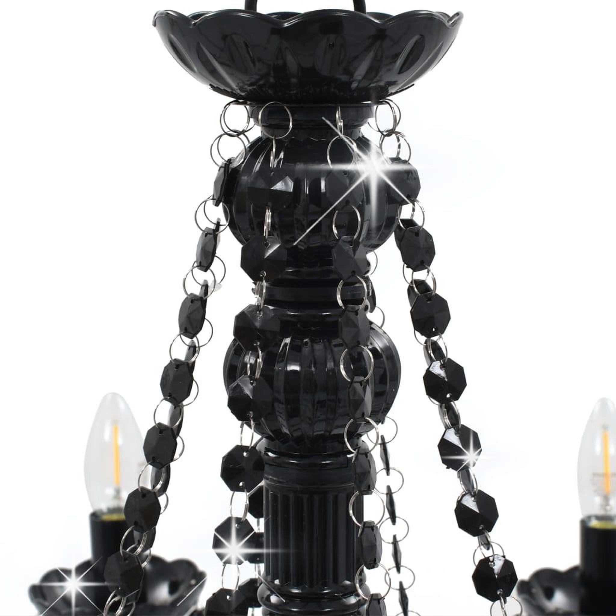 Voir la diapositive 5 : VIDAXL Lustre a perles Noir 8 ampoules E14