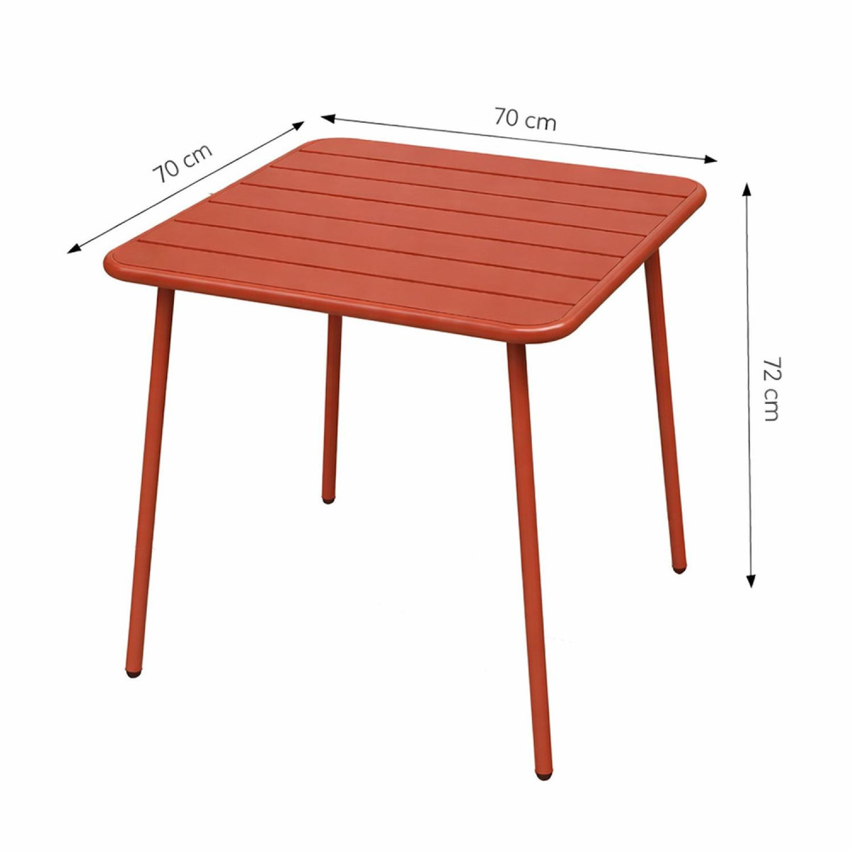 CONCEPT USINE Ensemble table de jardin carrée 70cm et 4 chaises terracotta BERGAME