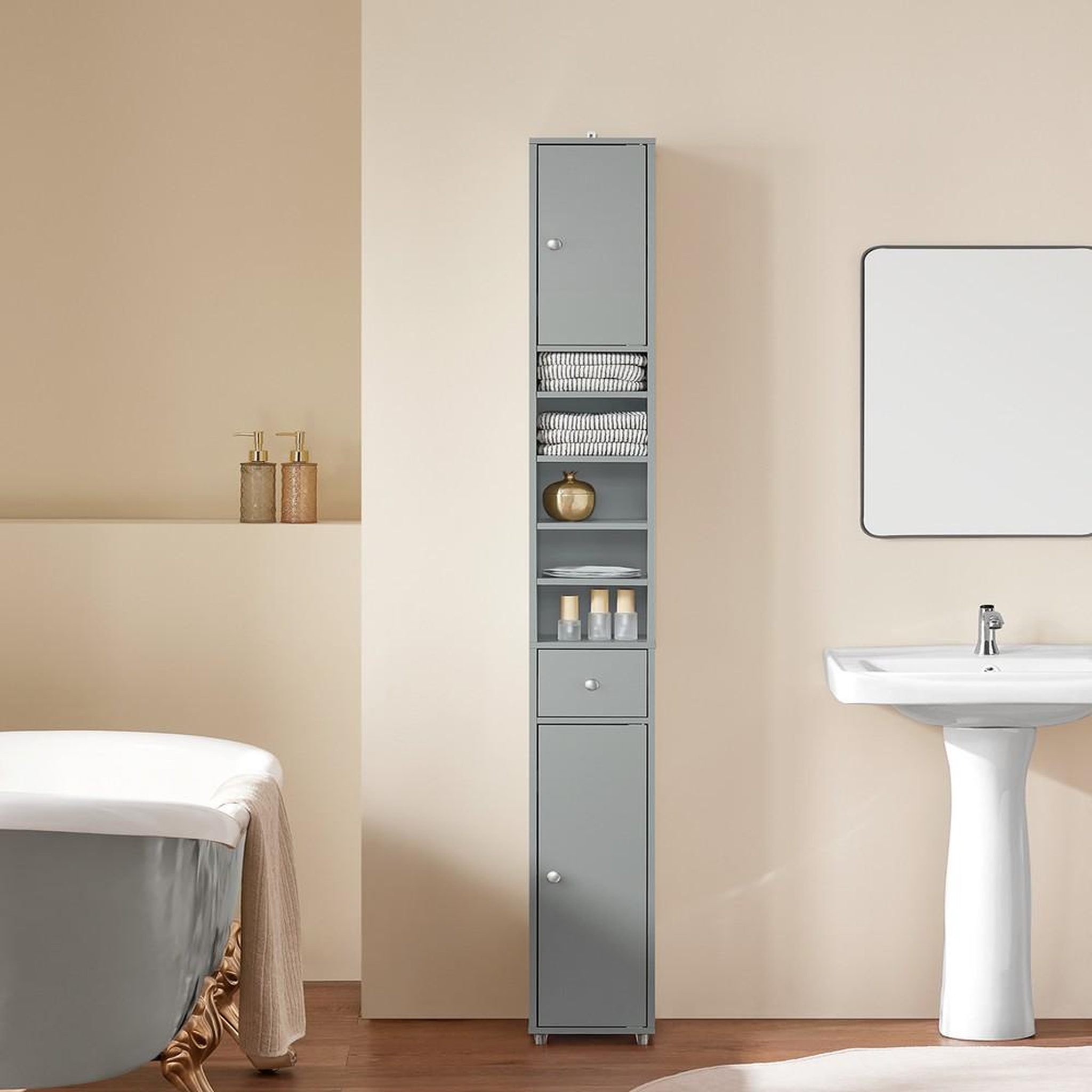 Voir la diapositive 2 : SOBUY SoBuy - Colonne De Salle De Bain à un tiroir - Moderne - BZR34
