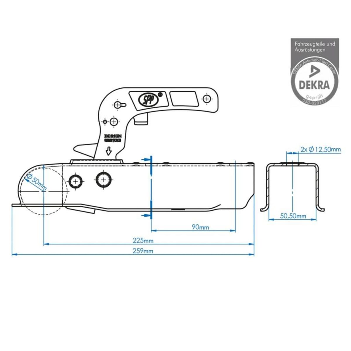 PROPLUS Accouplement pour boule d'attelage carre ProPlus 50 mm
