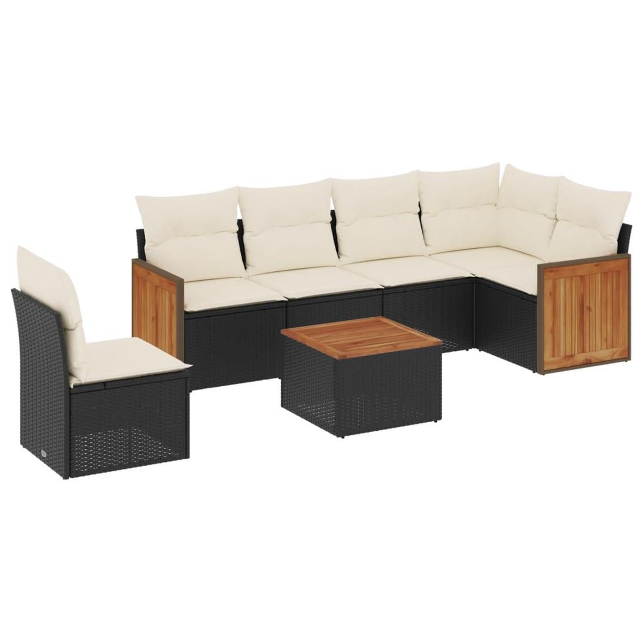 Voir la diapositive 2 : VIDAXL Salon de jardin 7 pcs avec coussins noir resine tressee