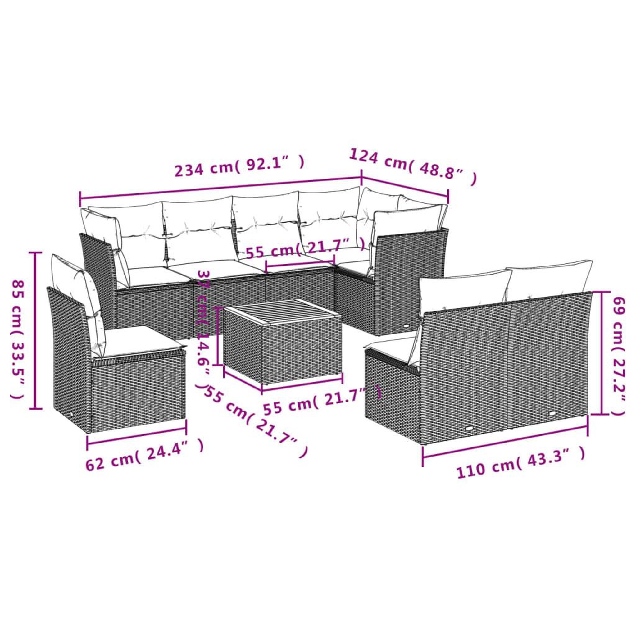 Voir la diapositive 6 : VIDAXL Salon de jardin 9 pcs avec coussins noir resine tressee