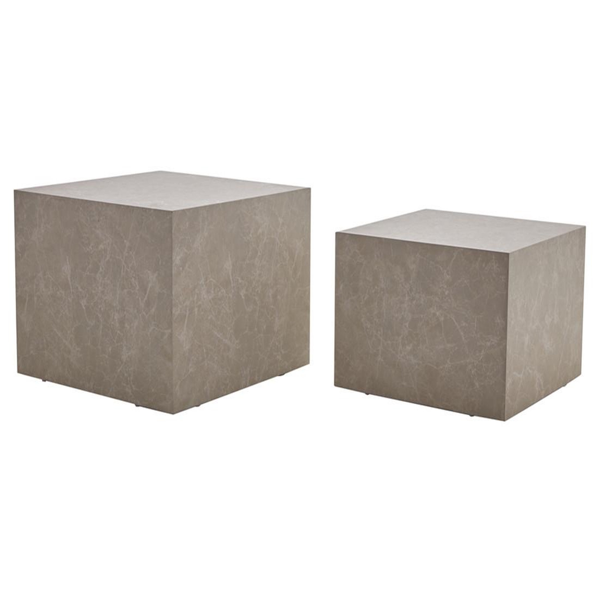 Voir la diapositive 2 : LISA DESIGN Fabio - lot de 2 tables basses gigognes - marbre gris
