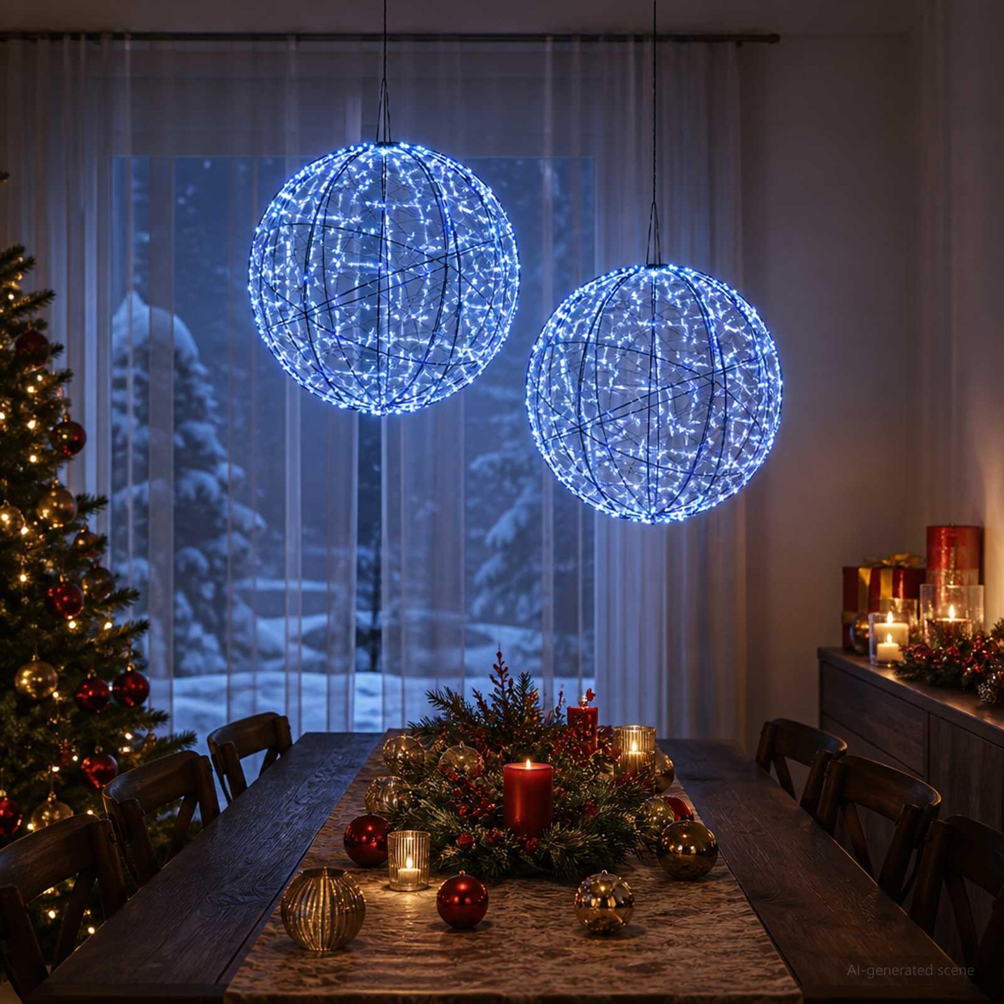 Voir la diapositive 4 : VIDAXL Lumiere de finial de Noël 2 pc 1000 LED Bleu Ø 40 x 42 cm