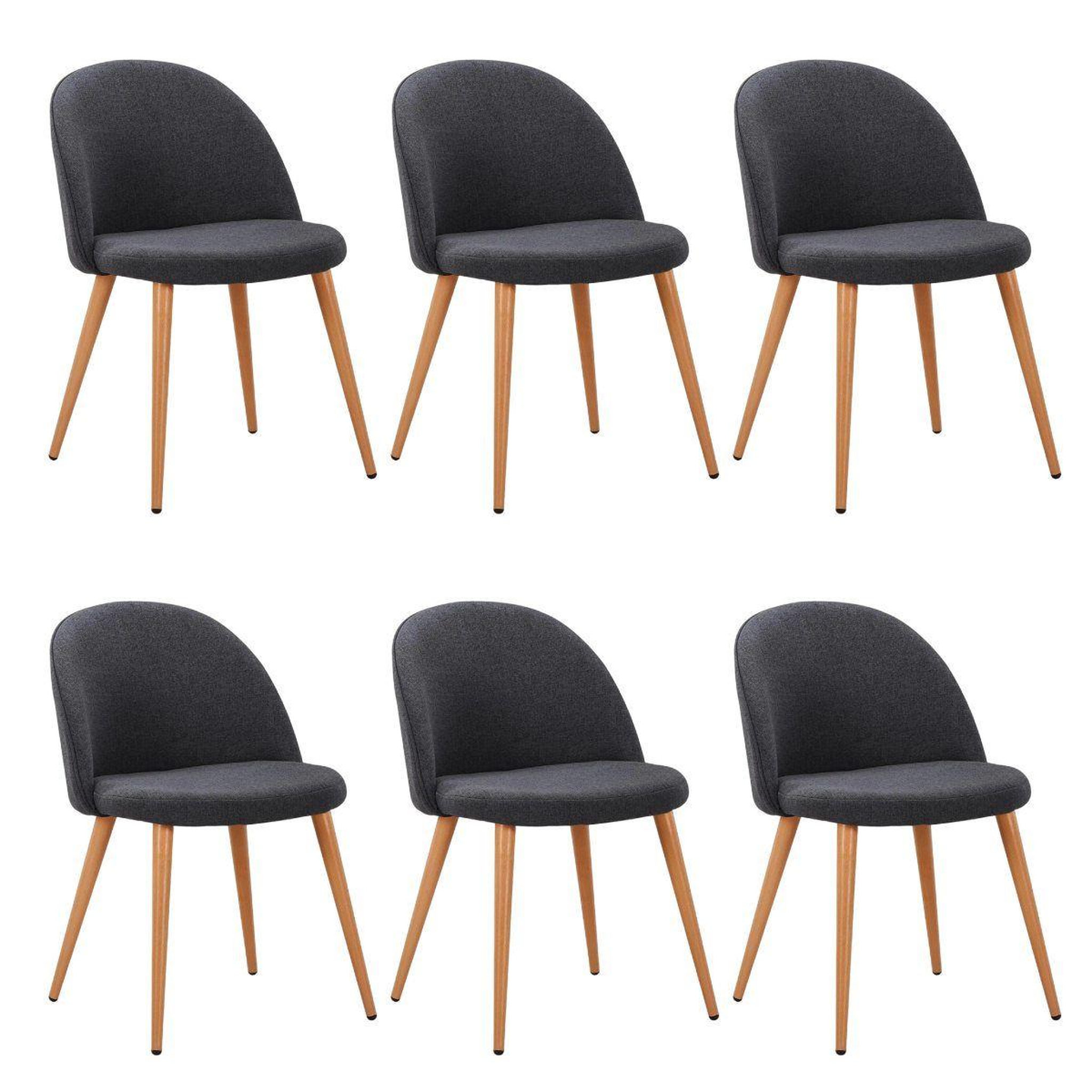 Paris Prix Lot de 6 chaises scandinaves tissu  morro  78cm gris foncé