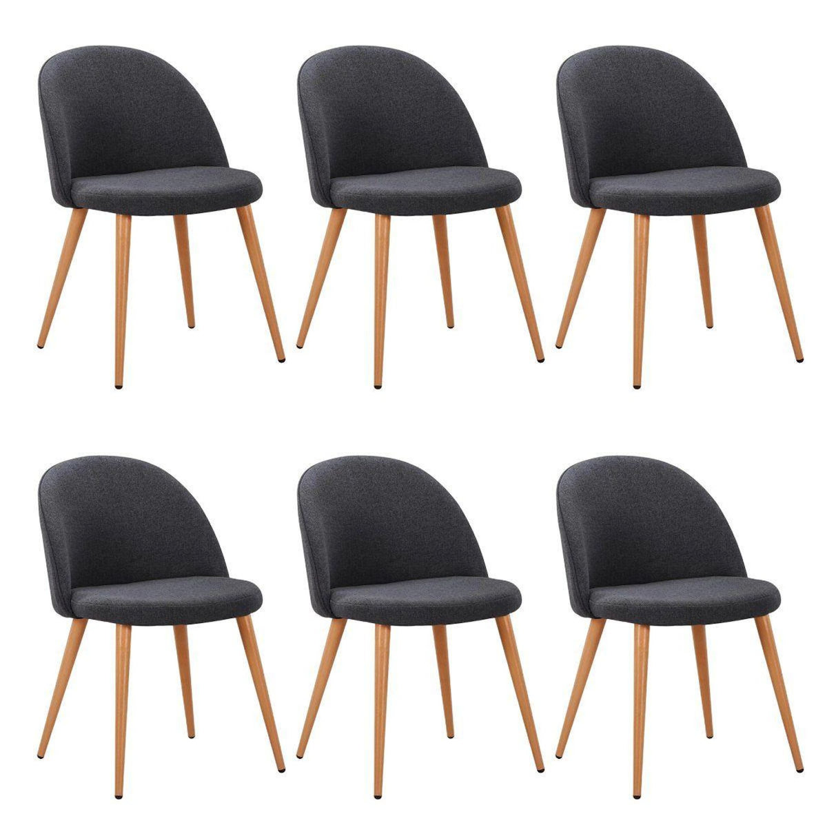 Paris Prix Lot de 6 Chaises Scandinaves Tissu  Morro  78cm Gris Foncé