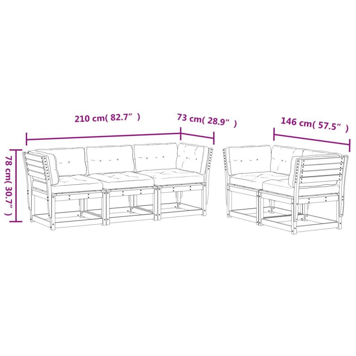 VIDAXL Salon de jardin 5 pcs avec coussins cire marron bois pin massif