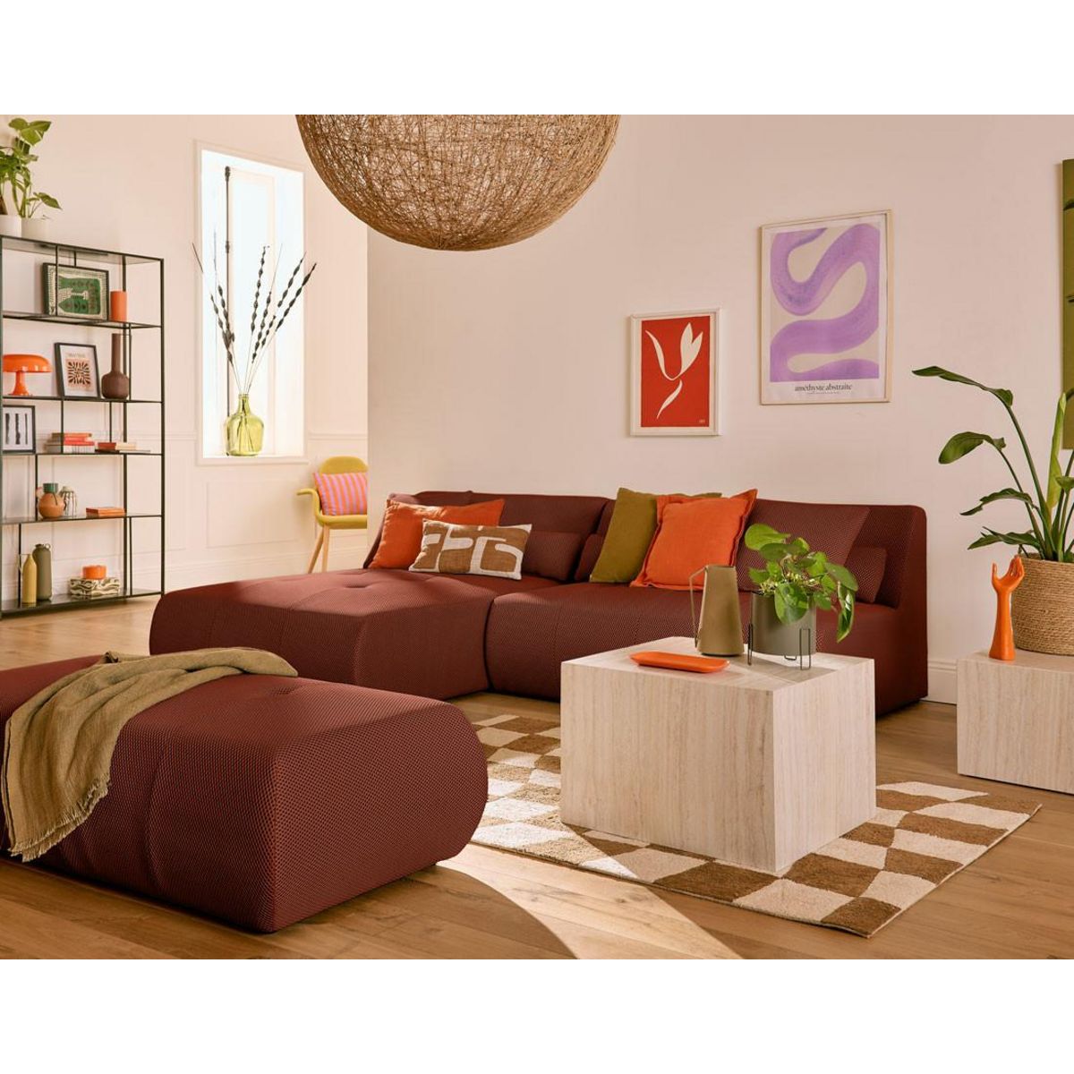 LISA DESIGN Onyx - canapé modulable d'angle réversible 4 places - en tissu mailles 3d