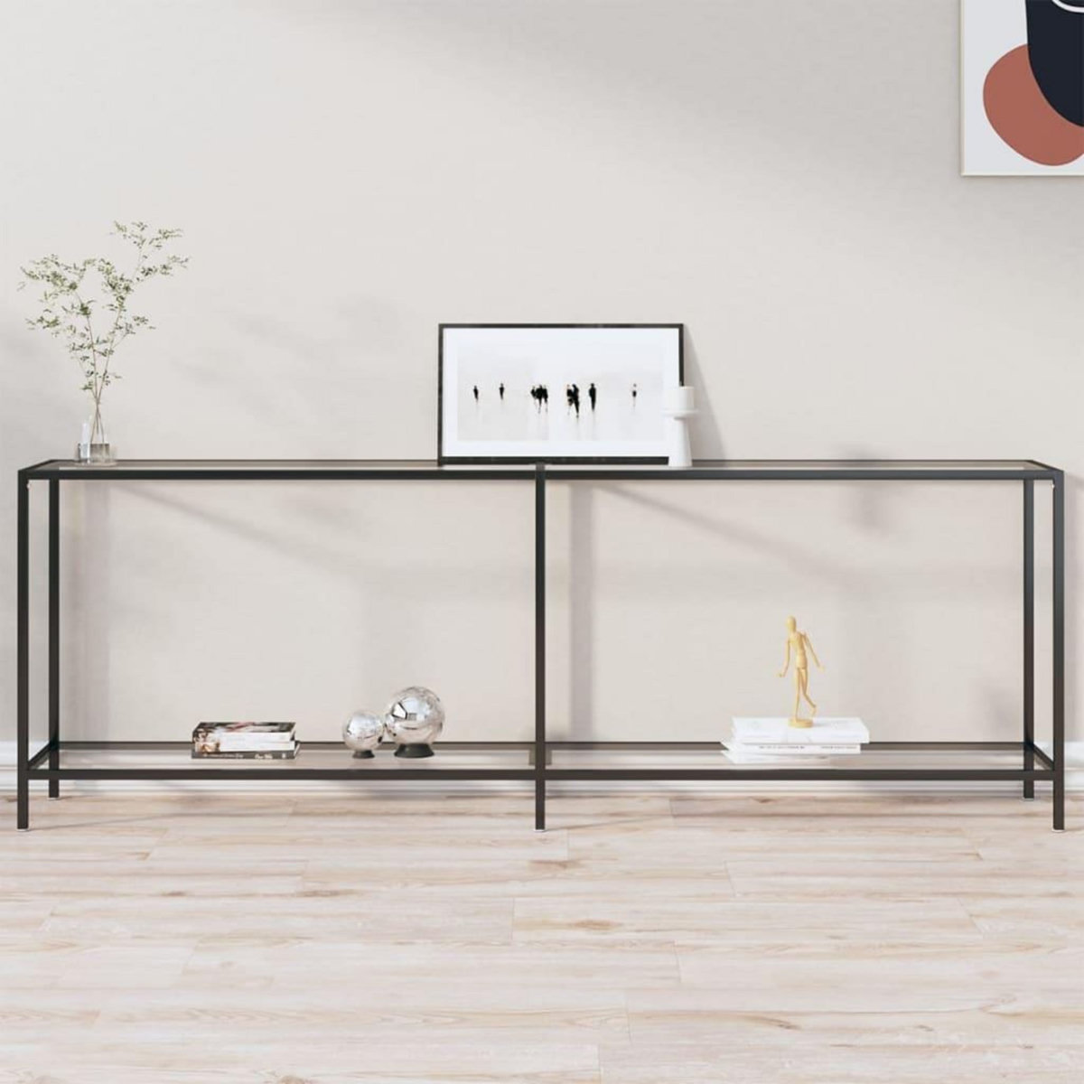 VIDAXL Table console Transparent 220x35x75,5 cm Verre trempe