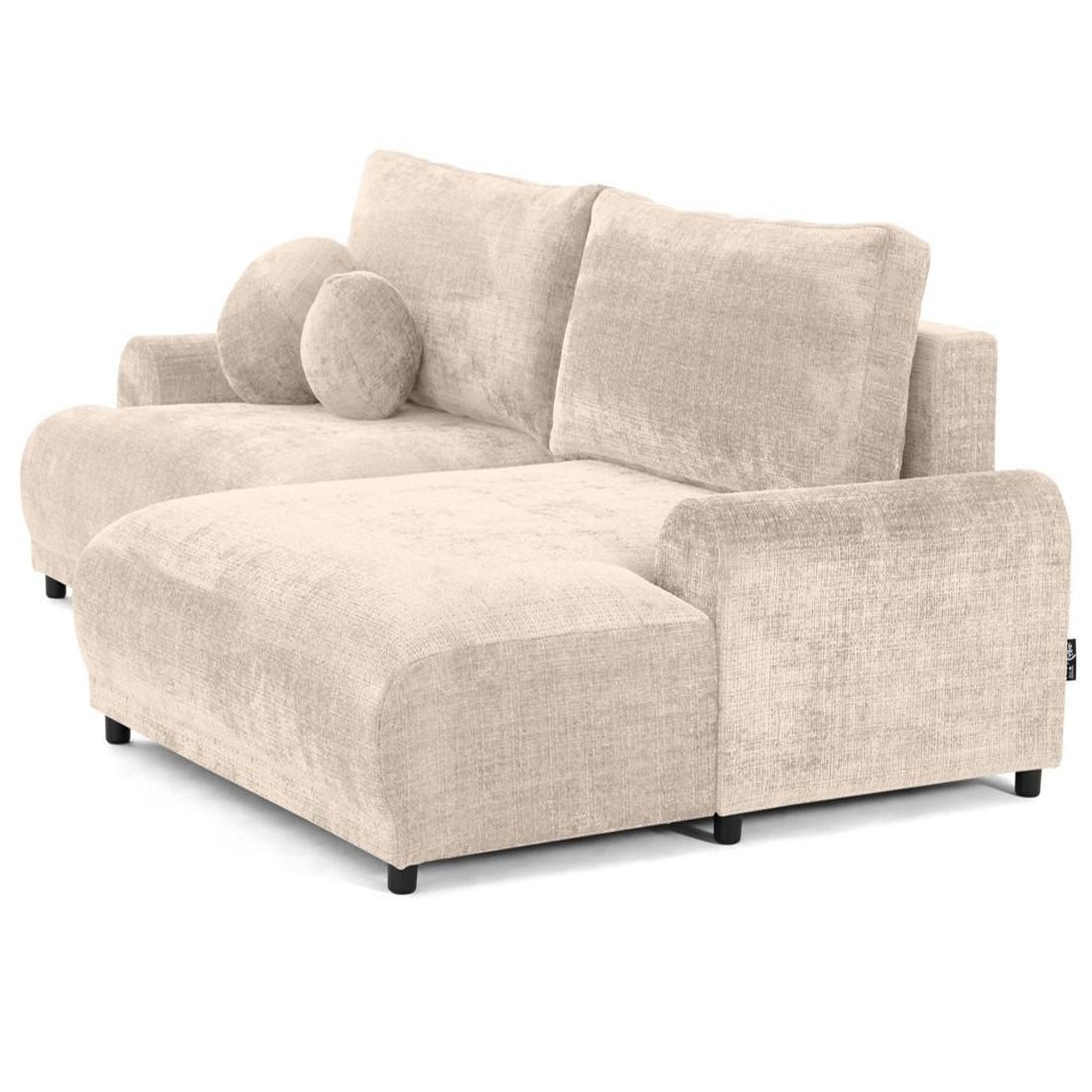Voir la diapositive 5 : BEST MOBILIER Nelly - canapé d'angle droit 4 places convertible avec coffre en velours texturé