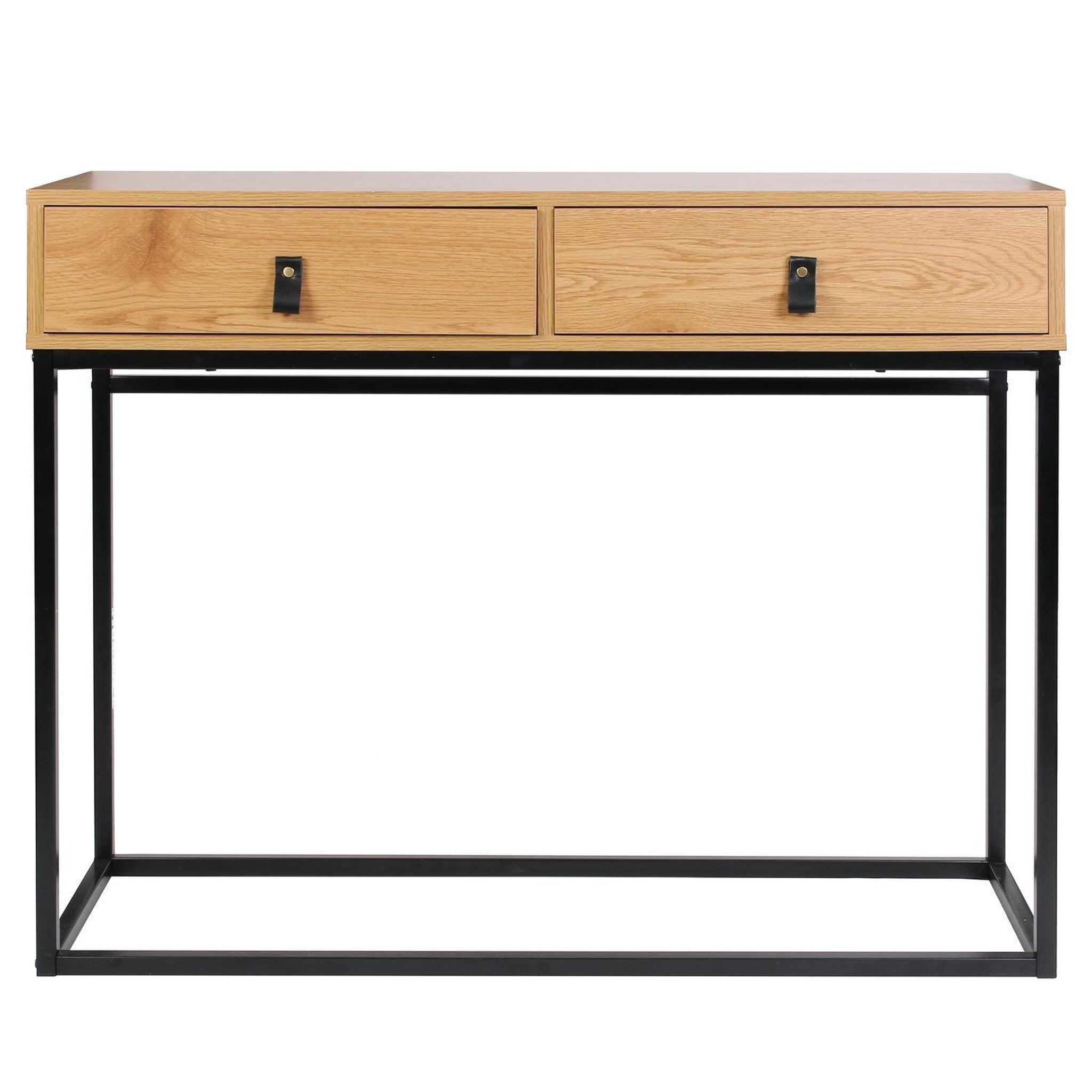 The Home Deco Factory Console 2 tiroirs en bois et métal jack - marron et noir