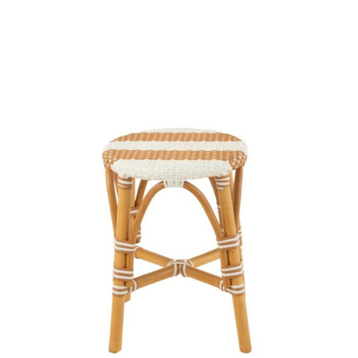 Paris Prix Tabouret en Rotin  Danial  44cm Blanc & Naturel