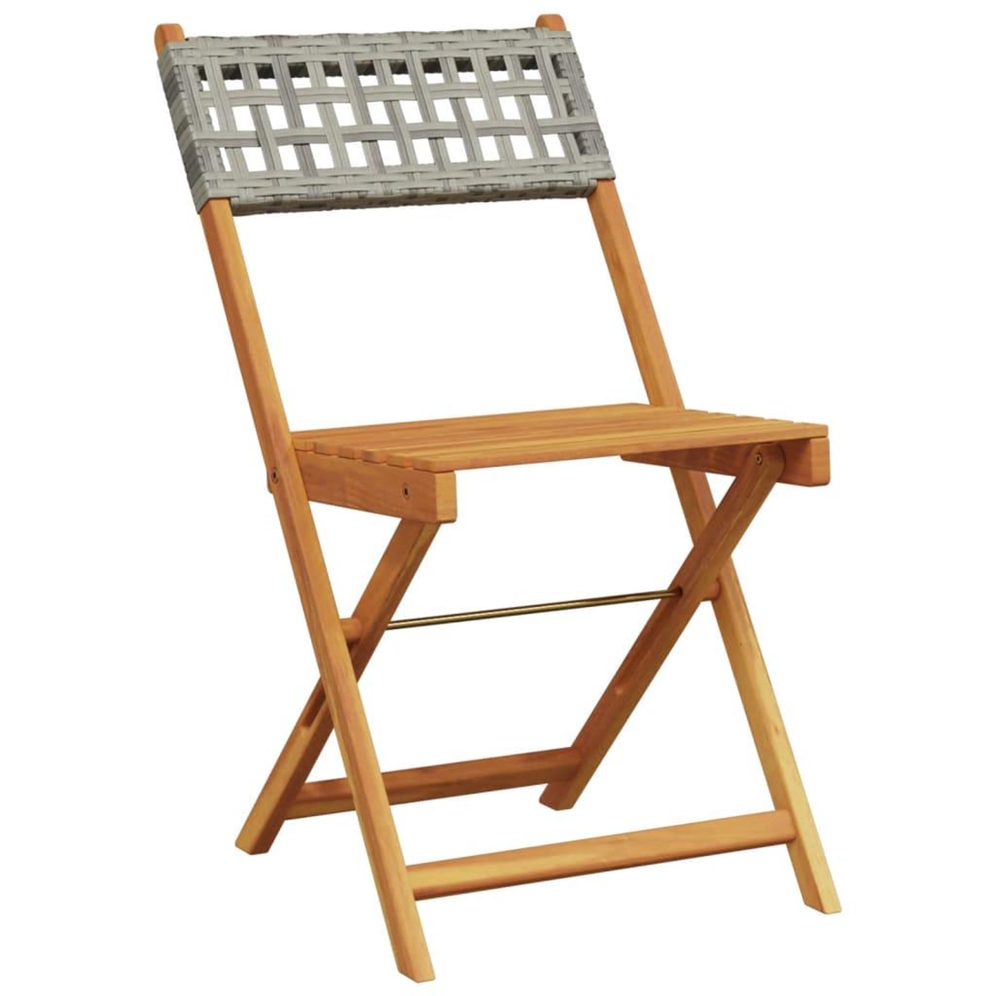 Voir la diapositive 3 : VIDAXL Chaises de jardin pliantes lot de 4 gris poly rotin bois massif