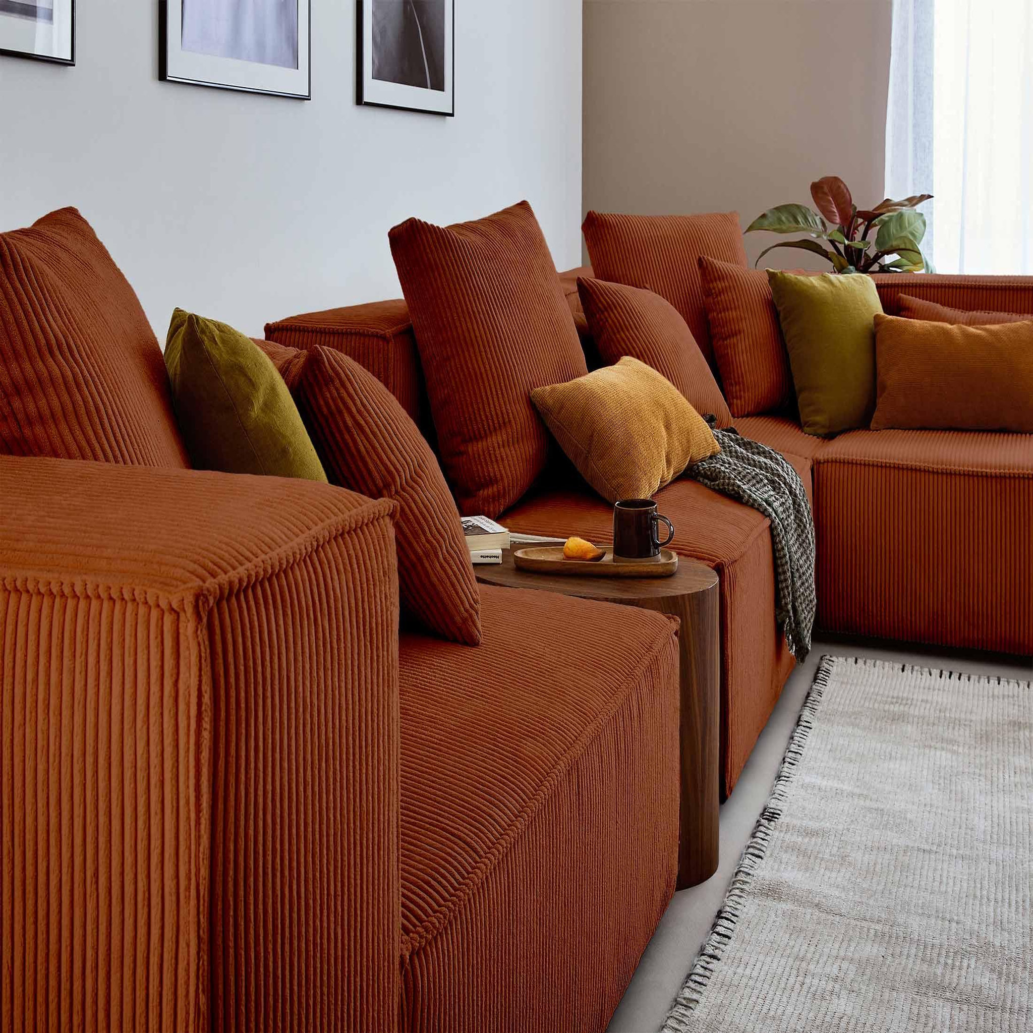 Voir la diapositive 4 : LISA DESIGN Colombine - canapé modulable d'angle droit - 6 places - en velours côtelé