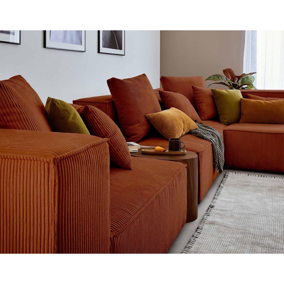 LISA DESIGN Colombine - canapé modulable d'angle droit - 6 places - en velours côtelé