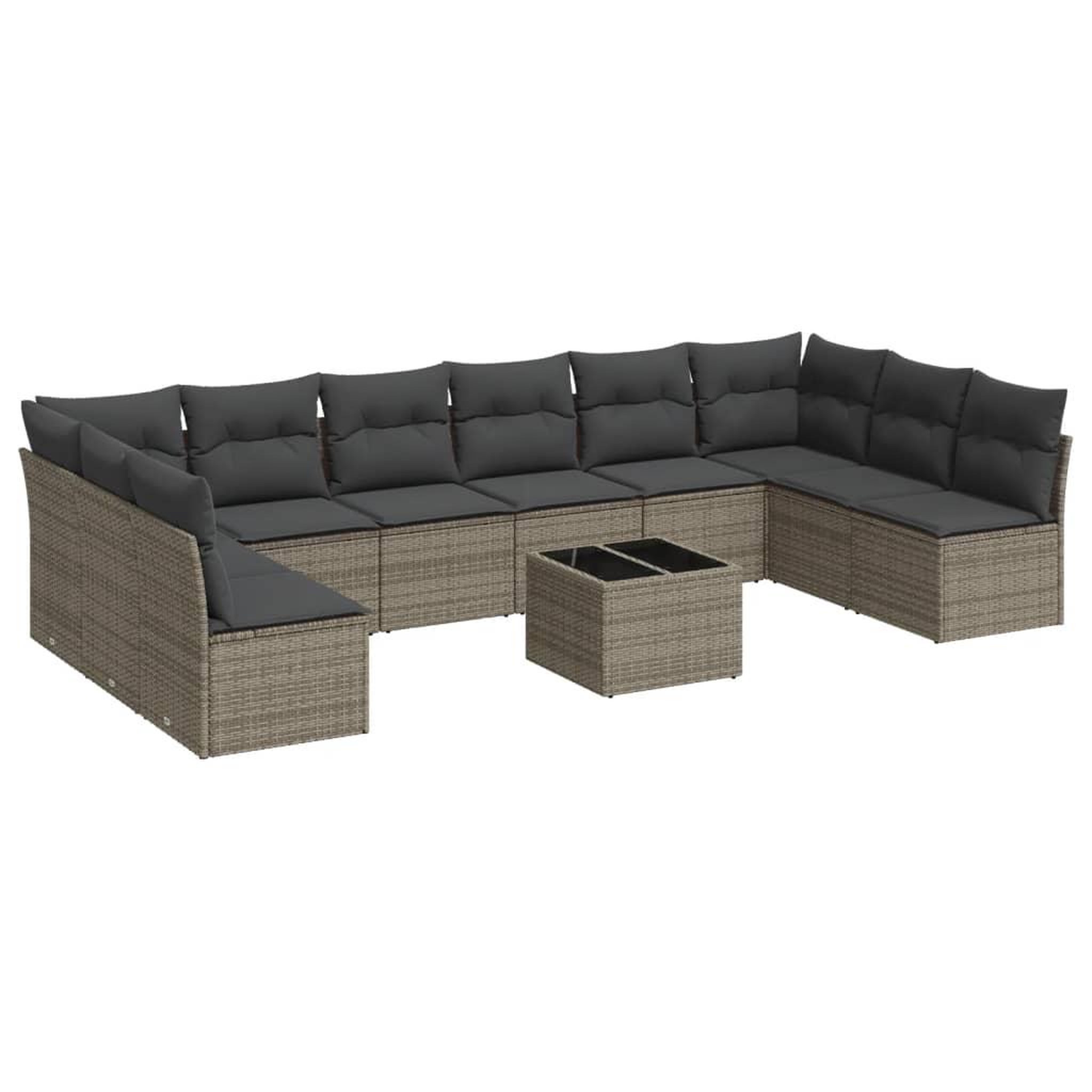 Voir la diapositive 2 : VIDAXL Salon de jardin 11 pcs avec coussins gris resine tressee