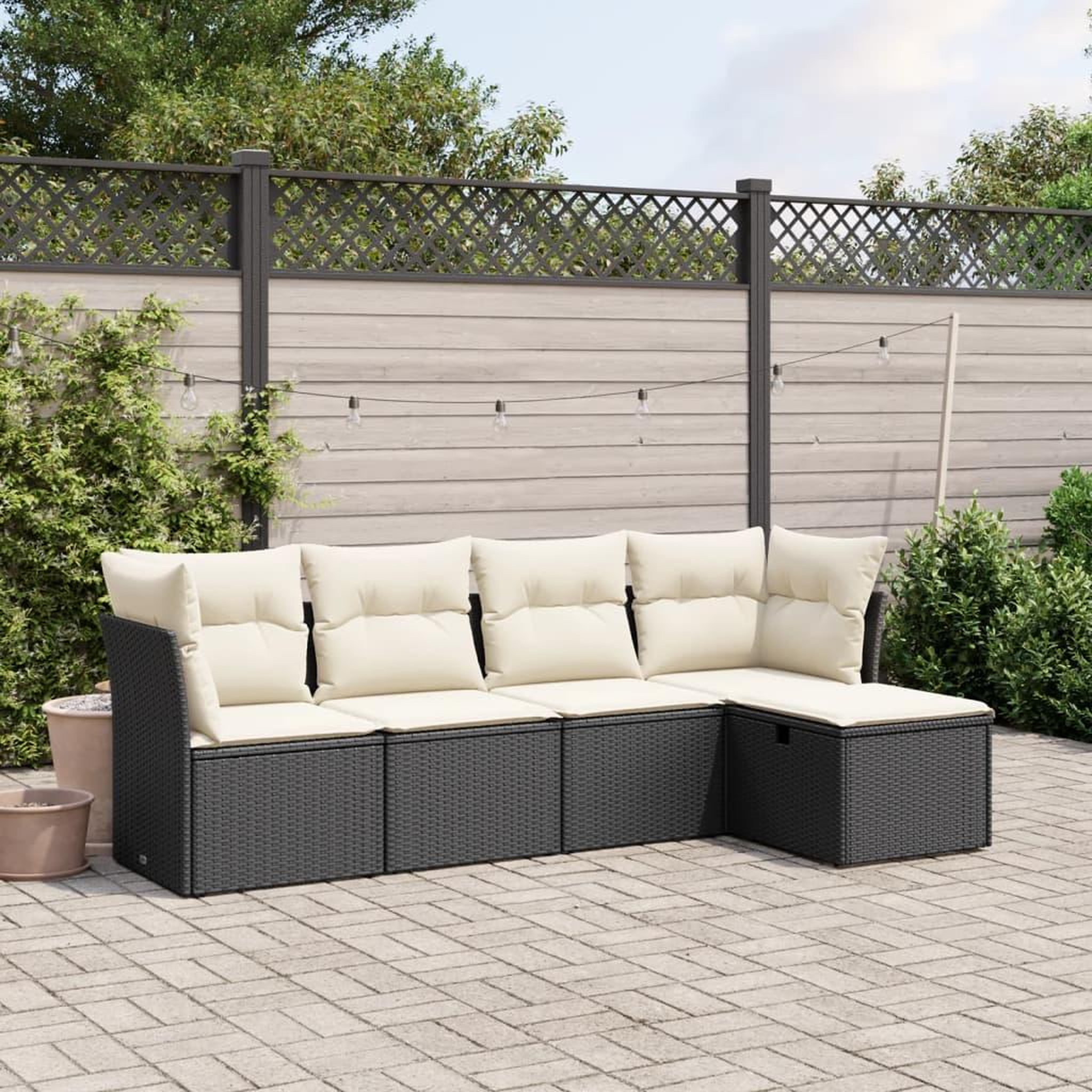 VIDAXL Salon de jardin 5 pcs avec coussins noir resine tressee