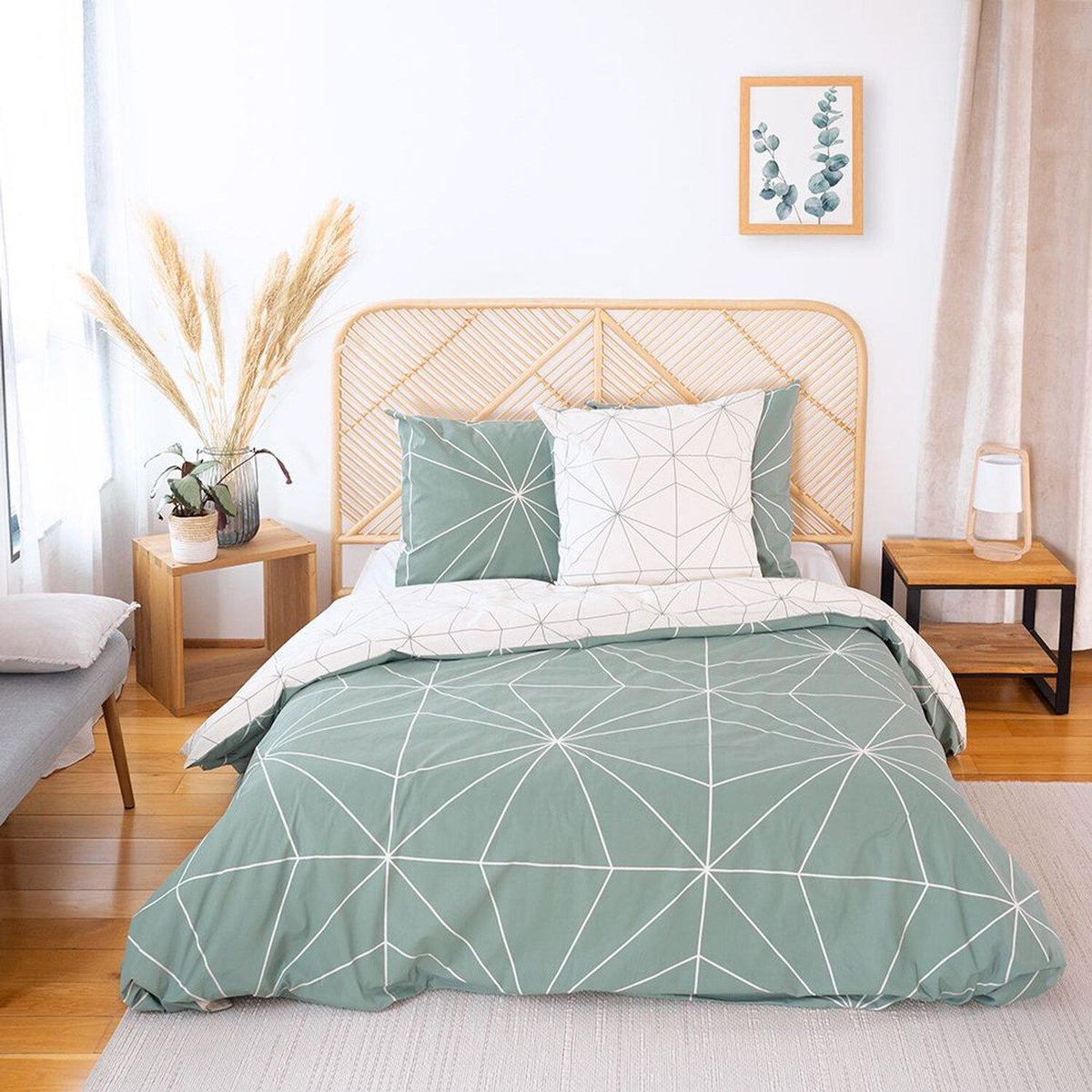 Home collection Parure housse de couette 100%coton bio 57fils milo