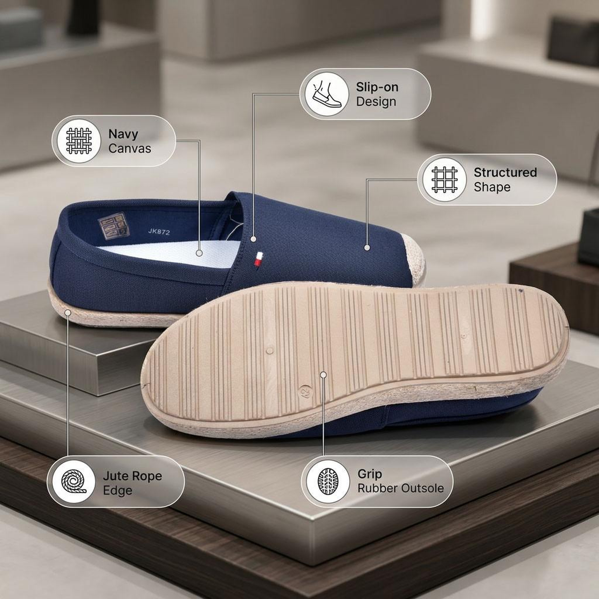 Voir la diapositive 4 : OZABI OZABI Espadrilles homme élégantes été slip-on style chic décontracté