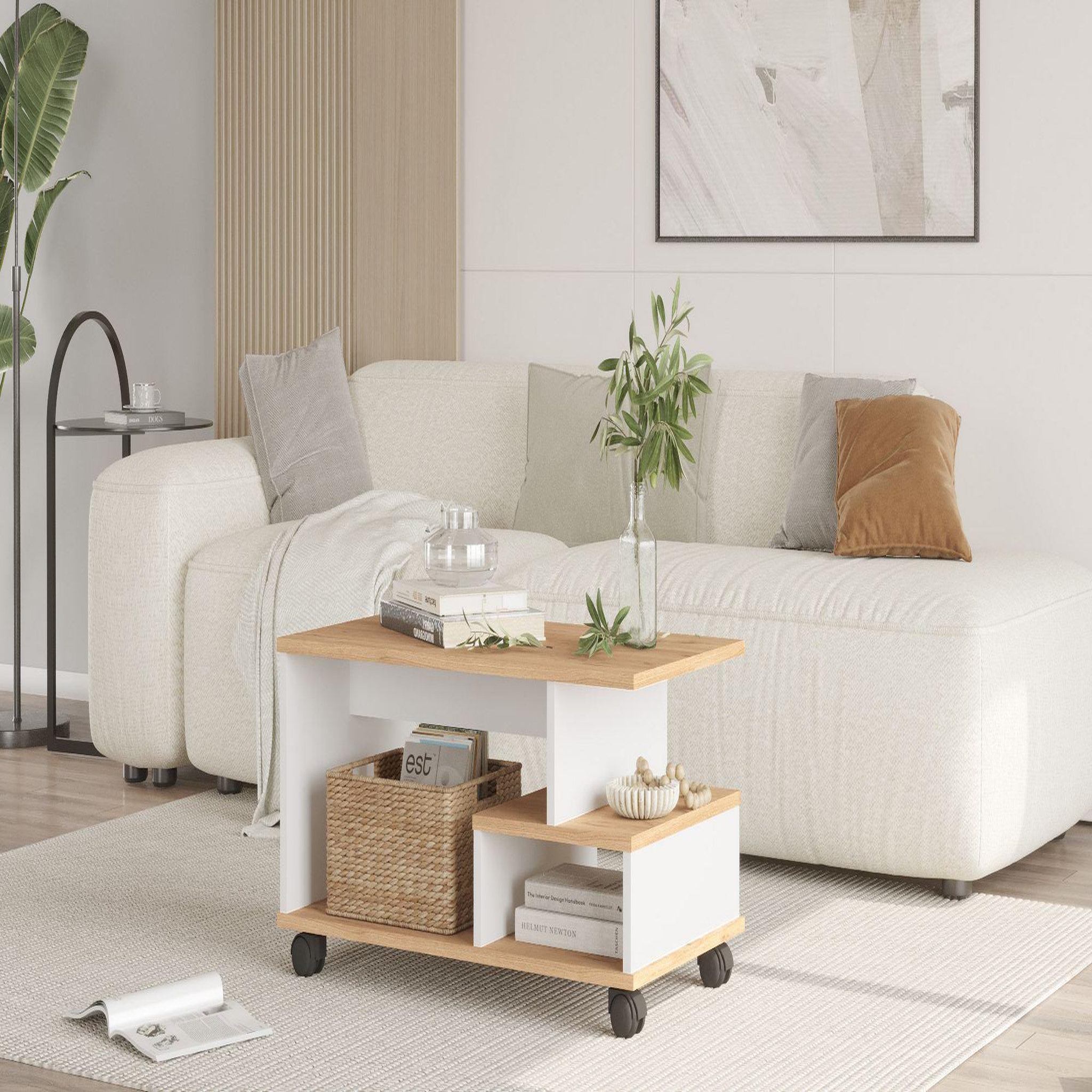 Voir la diapositive 4 : Habitat et Jardin Table basse en bois  min9  - 90 x 51 x 42 cm - blanc