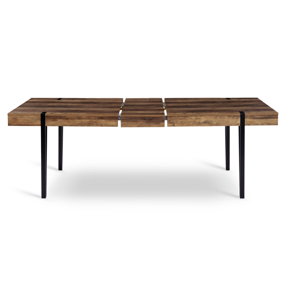 ID MARKET Table à manger extensible rectangle AUSTRIA 8-12 personnes bois pied épingle noir 200-240 cm