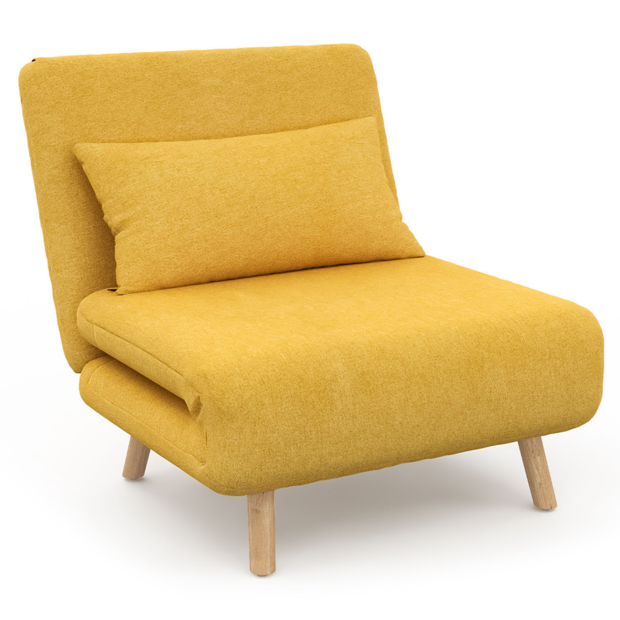 ID MARKET Fauteuil convertible romeo lit d'appoint 1 place 80x190 cm tissu jaune